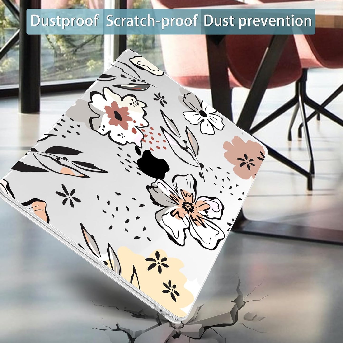 Mektron for 2025 M4 MacBook Air 13.6 Inch A3240 Case Fits 2023 A2681 M2 2024 A3113 M3 Chip with Liquid Retina Display Touch ID, Printed Plastic Hard Shell Cover for MacBook Air 13.6", Floral C383