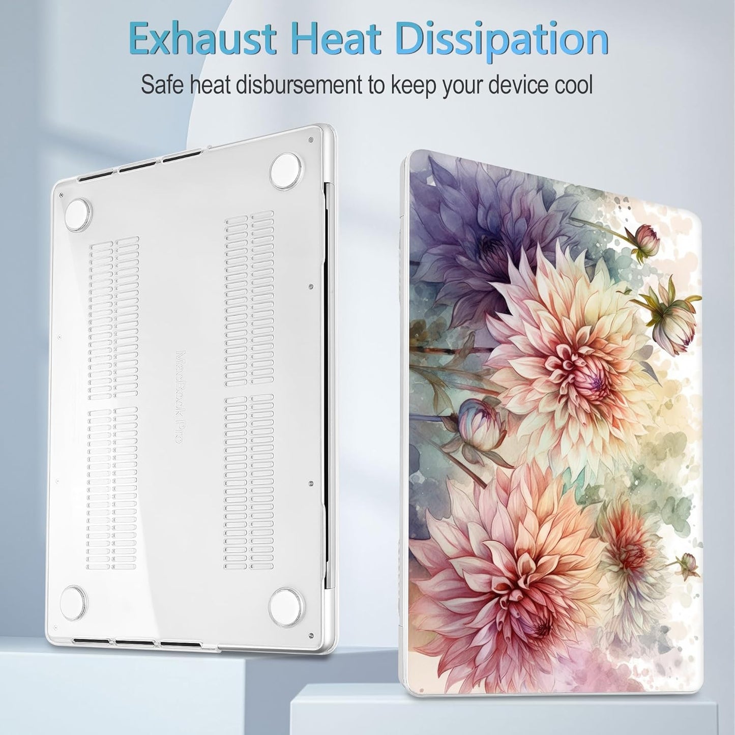 Mektron Case for MacBook Pro 16" M4 A3403 A3186 M3 A2991 M2 A2780 M1 A2485 (2021/2023/2024) Pro/Max with Touch ID, Hard Shell Plastic Laptop Cover Keyboard Cover Screen Protector, Watercolor Dahlias
