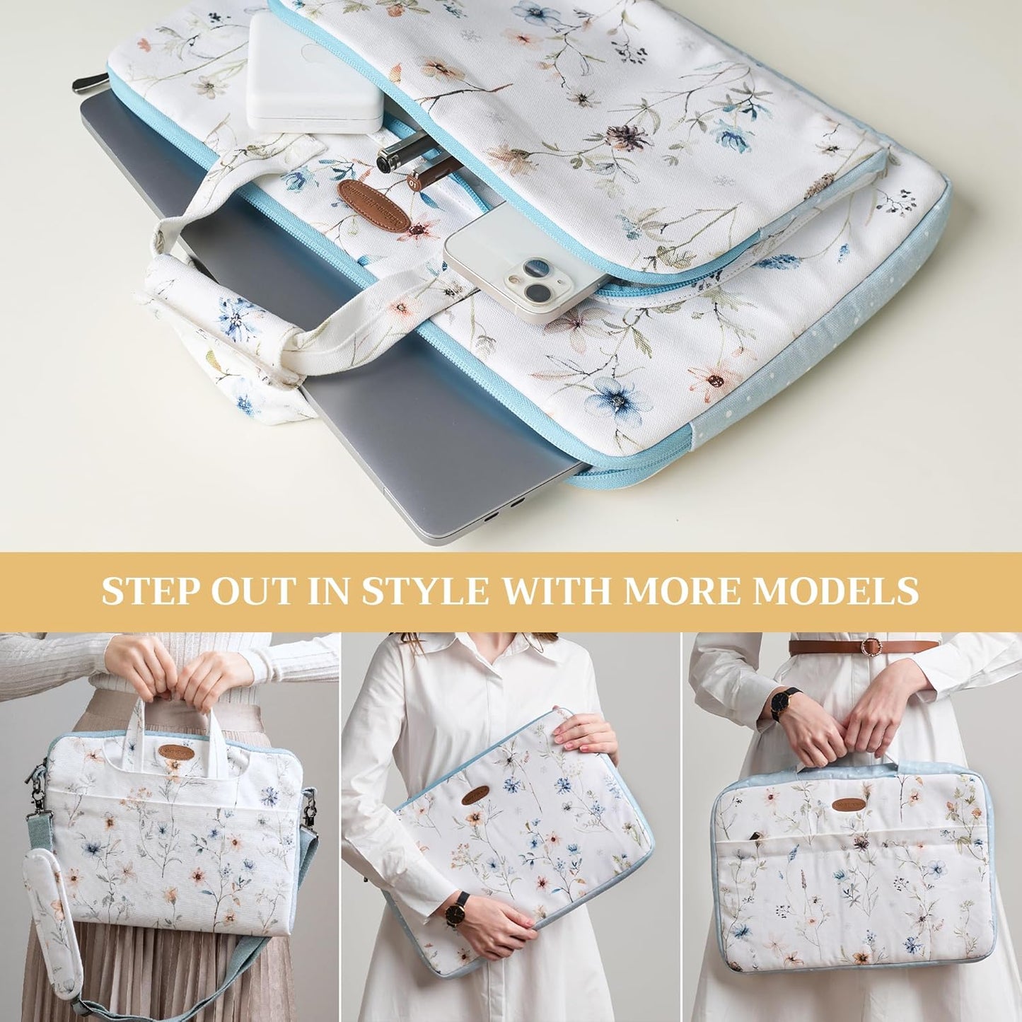 Maison d'Hermine Laptop bag with front pocket Stain and water repellent Cotton canvas