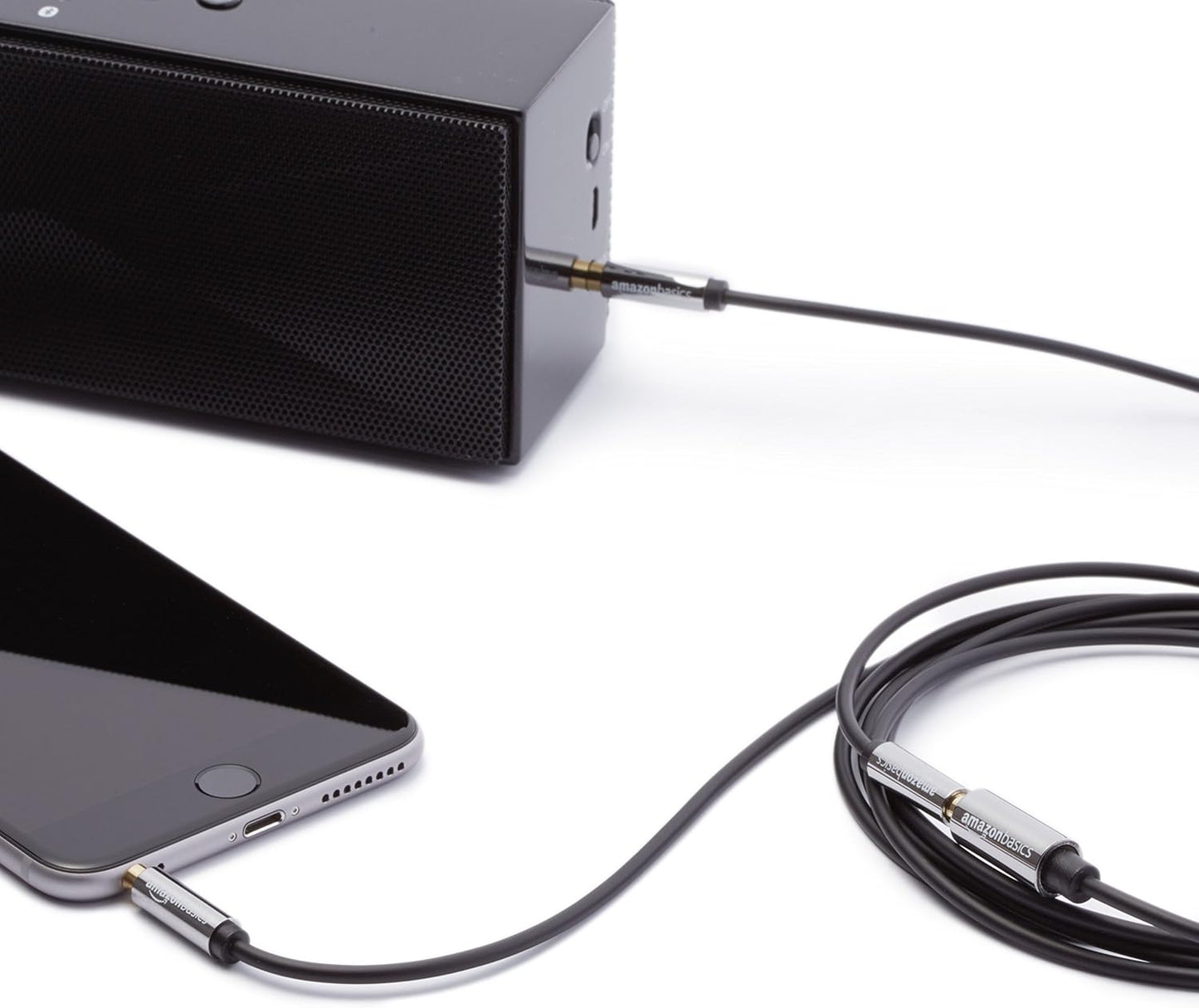 Amazon Basics 3.5mm Aux Jack Audio Extension Cable, Male to Female, Adapter for Headphone or Smartphone, 25 Foot, Black