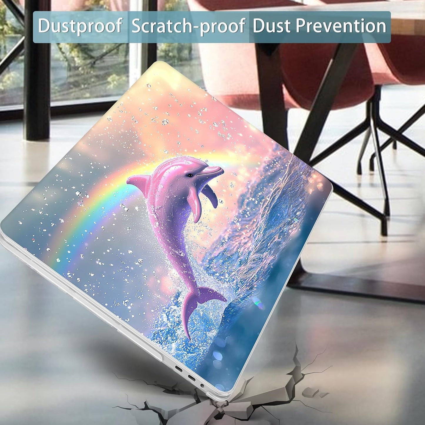 Mektron Case for MacBook Pro 16 Inch A2141 Cover 2019 Release 16" with Liquid Retina Display/Touch ID, Plastic Hard Shell with Keyboard Skin & Screen Protector & Dust Plug, Jumping Dolphin