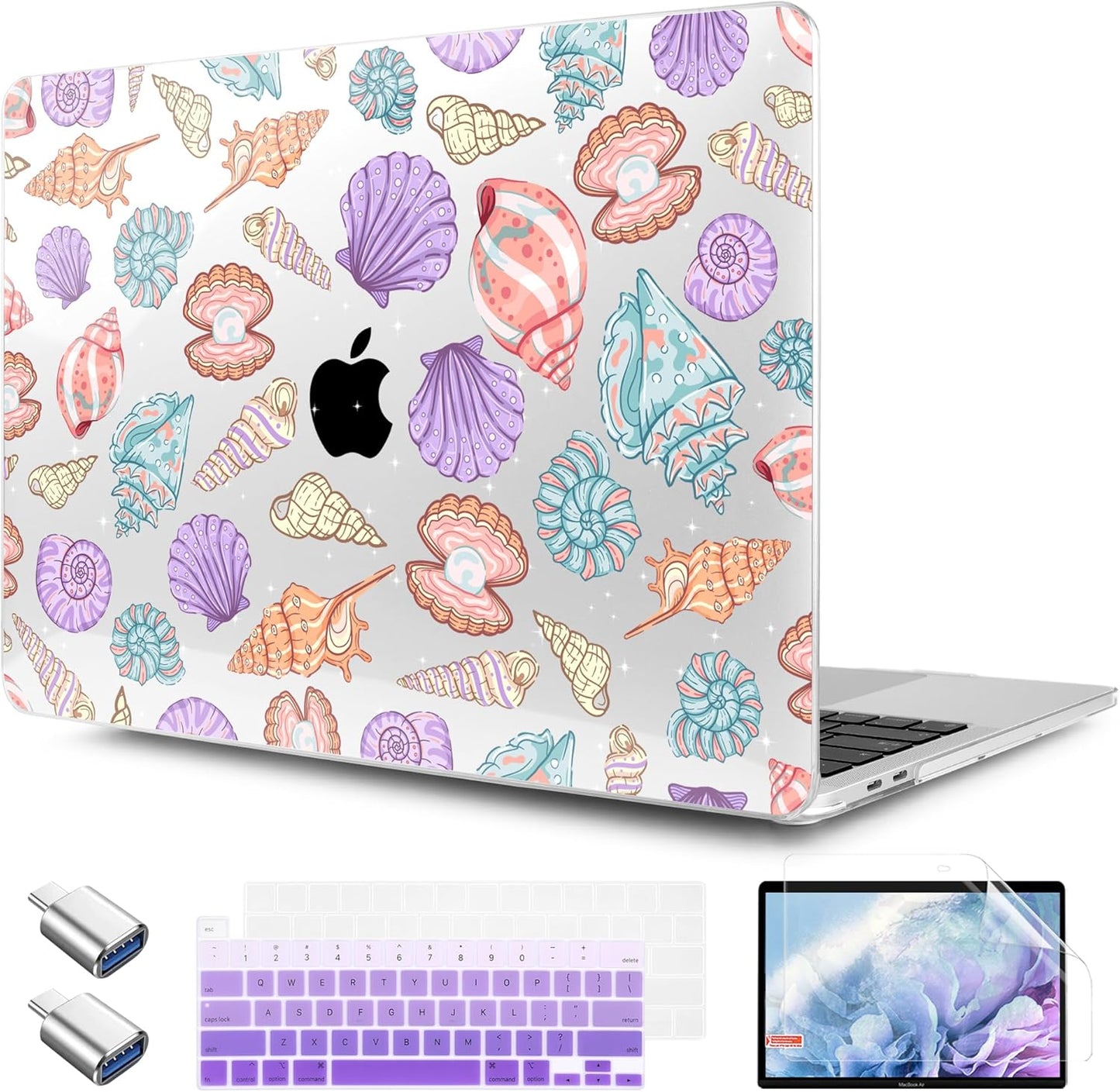 TWOLSKOO Compatible with MacBook Pro 13 inch Case 2023-2016 A2338 M2/M1 A2251 A2289 A2159 A1989 A1706, Plastic Hard Shell Cover & Keyboard Skin & Screen Protector, Colorful Shells