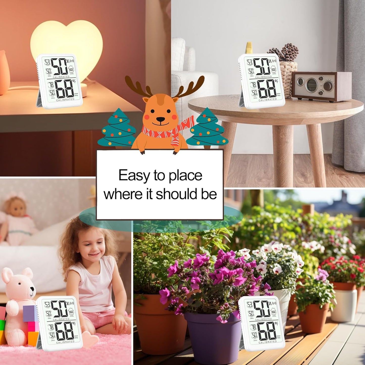 Antonki 2-Pack Room Thermometer, Digital Small Hygrometer Indoor Thermometer Humidity Gauge, Temperature Humidity Meter with Max/Min Record Monitor Sensor for Home, Plants - Battery Included