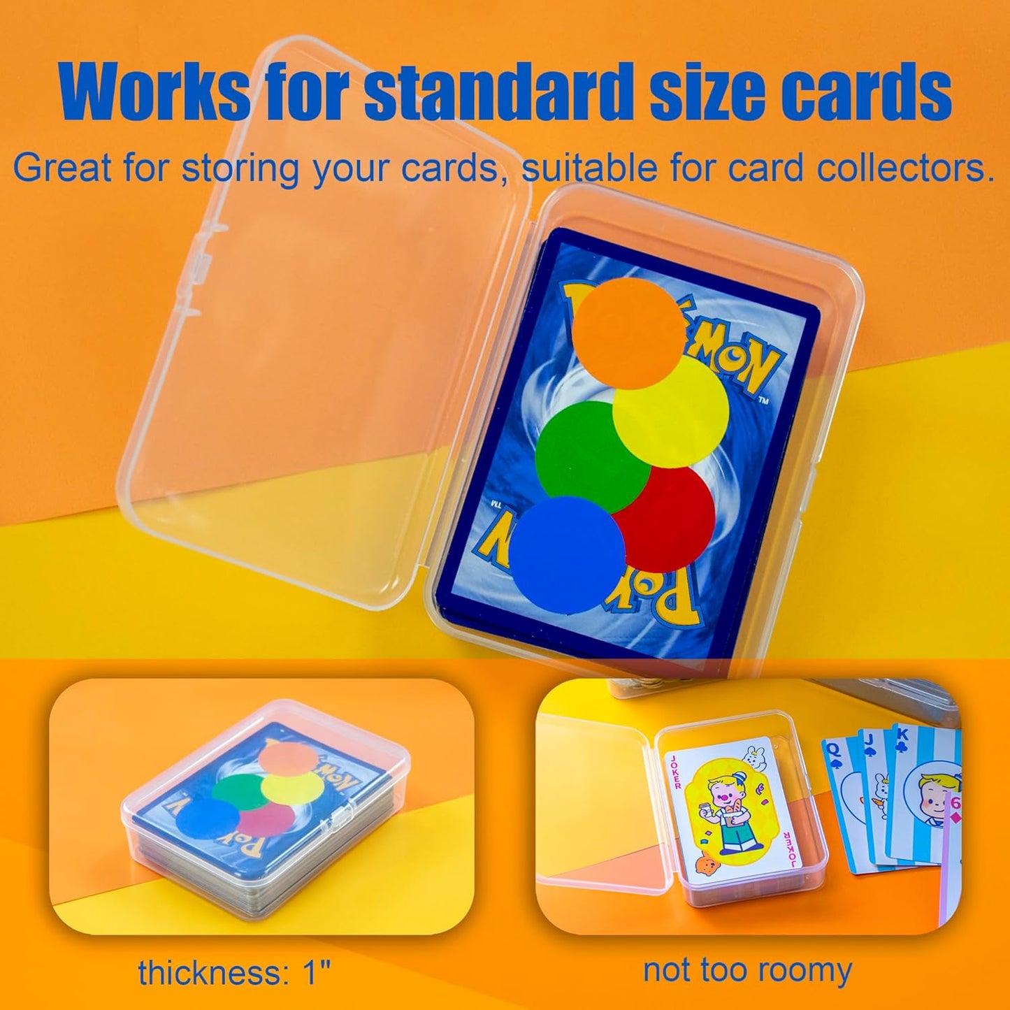 8 Pcs Playing Card Case, Small Clear Box, Plastic Deck Box, Card Deck Holder, Game Card Storage Organizer (8 pcs Standard) (No Cards)