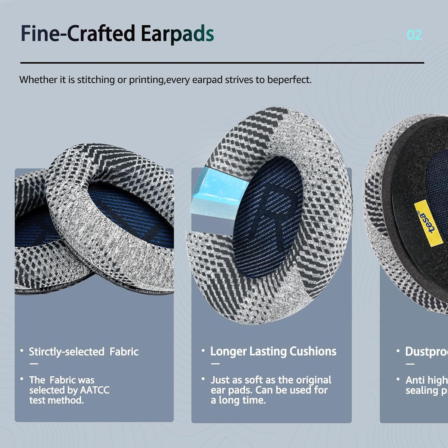 Cooling-Gel QuietComfort 35 / QC35 ii Replacement Ear Pads for Bose Headphones, Also Fit for Bose QC45 QC35 QC25 QC2 QC15/ Around-Ear 2 AE2i AE2w/ SoundTrue & SoundLink Series, Dark Blue