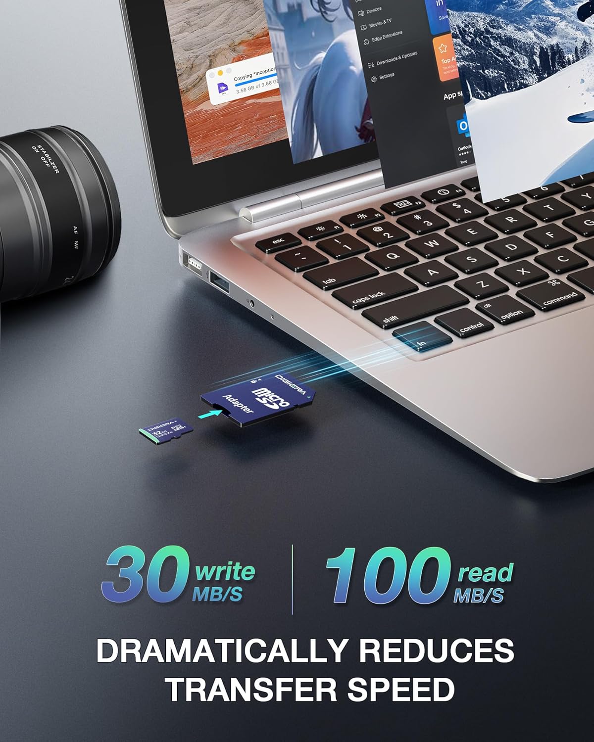 32GB CT100 microSDHC UHS-I Memory Card with Adapter - up to 100MB/s, C10, U1, V10, Full HD, A1, Micro SD Card for Smartphones, Tablets, Cameras, Gaming Consoles, and Drones (3 Pack)