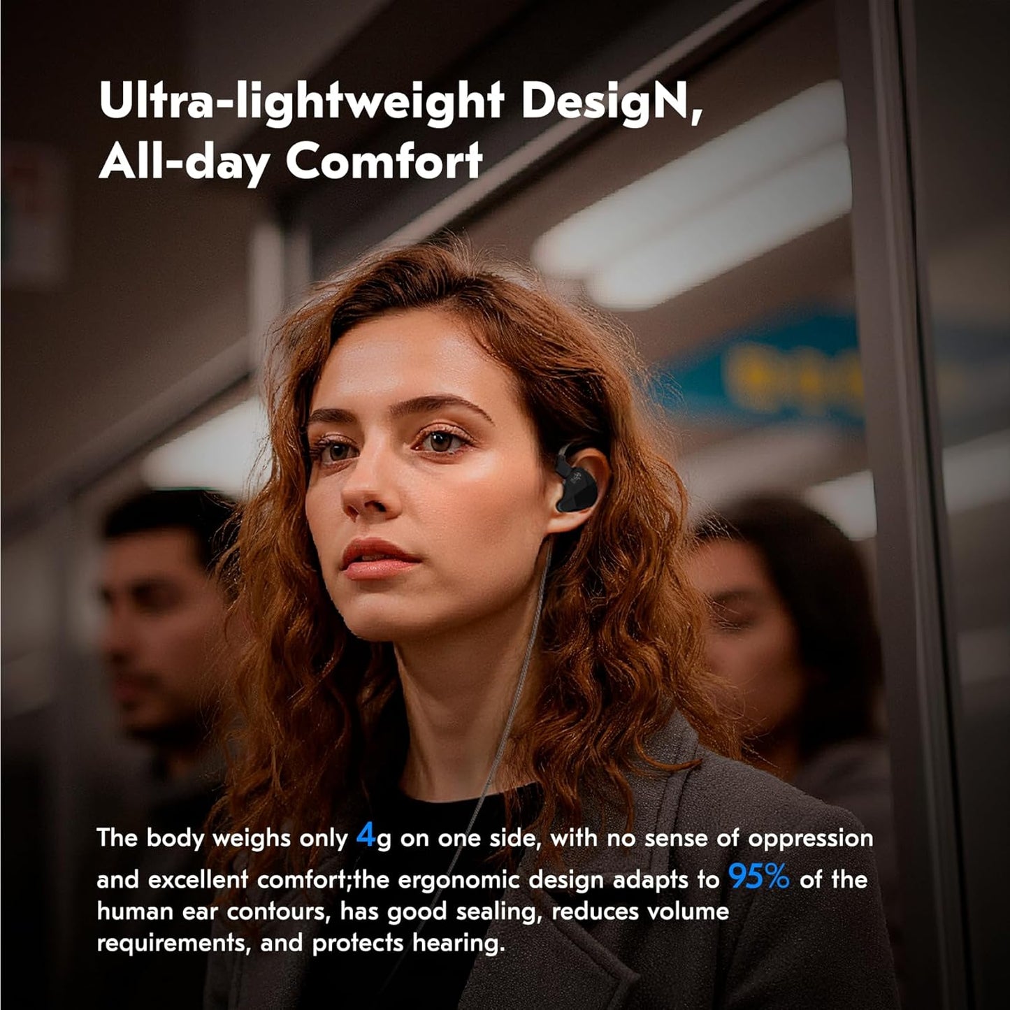 CCZ NC01 Gospel Gaming Earbuds, Stereo Sound in Ear Monitor Headphone Wired, Customized Dual Magnetic DD IEMS Earphone with Detachable Tangle-Free Cable PC Cavity for Computer(without mic,Clear Black)