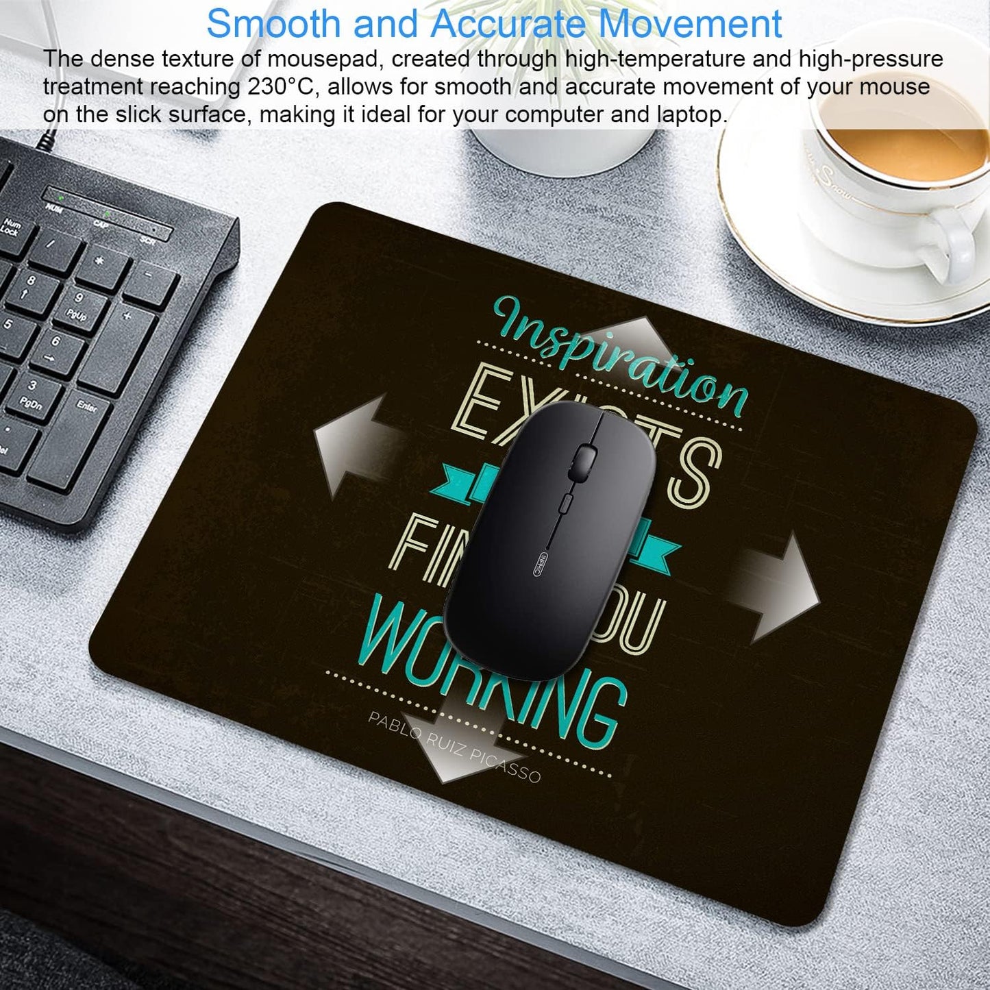 Inspirational Work Quotes Mouse Pad Personalized Design, Non-Slip Surface, Rubber Base, Small Office Desk Pad for Computers and Laptops