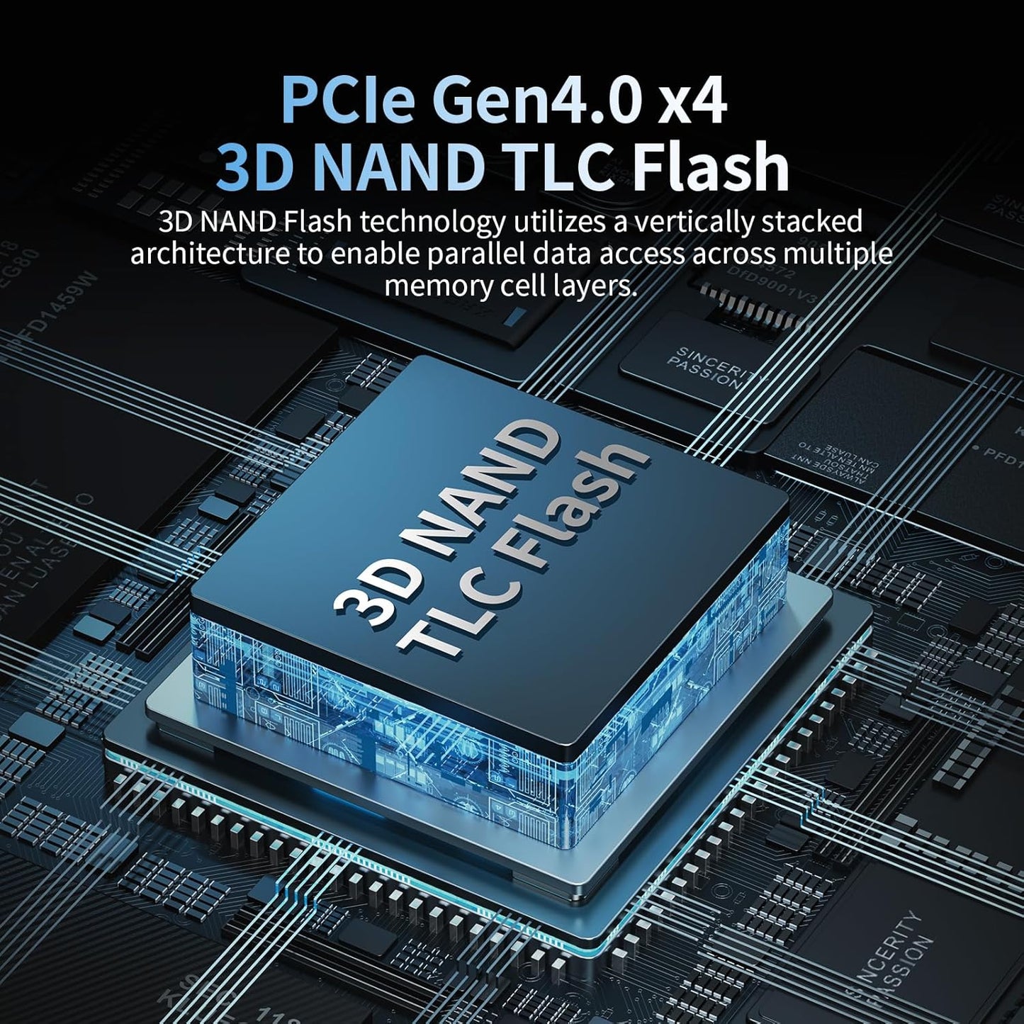 2TB SSD NVMe M.2 2280 PCIe Gen4 x4 Internal Solid State Drive - Up to 7400MB/s, 2TB SSD PS5 Dynamic SLC Cache, PS5 Compatible for Gaming PC Laptop(EN870)