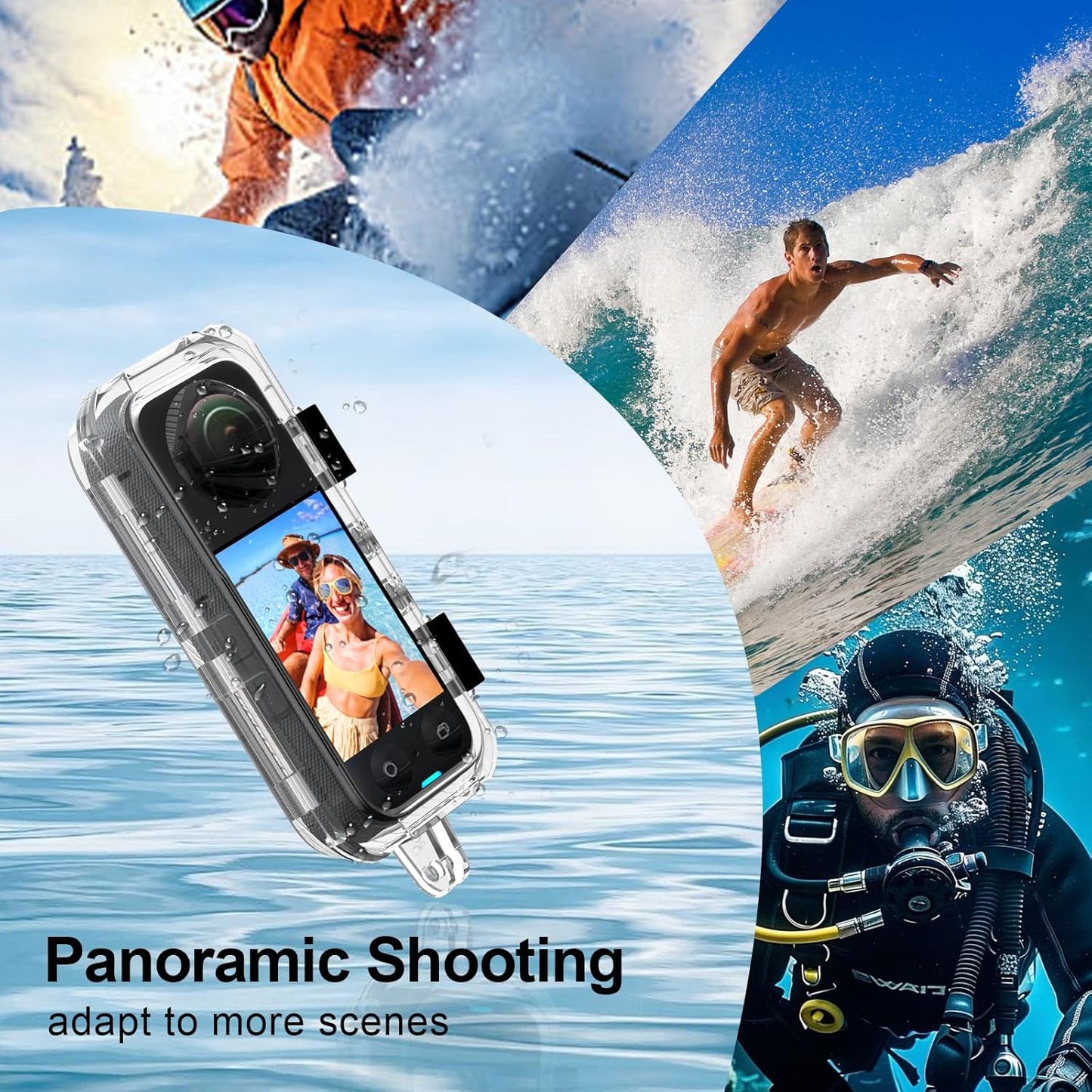 Hualele Waterproof Invisible Dive Case 50m/164ft Underwater Camera Housing for Insta360 X4, Shell Protective Case for X4 with Bracket Accessories Clear