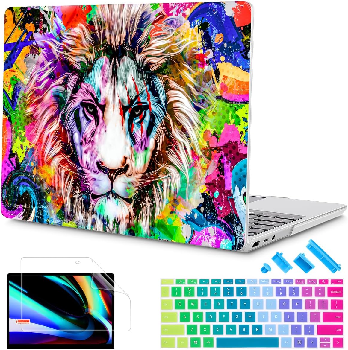 Tuiklol Case for 15 Inch Microsoft Surface Laptop 5/4/3 2022-2020, Model 1979/1953/1872/1873 Hard Shell Cover, Keyboard Cover+Screen Protector+Dust Plugs,Lion