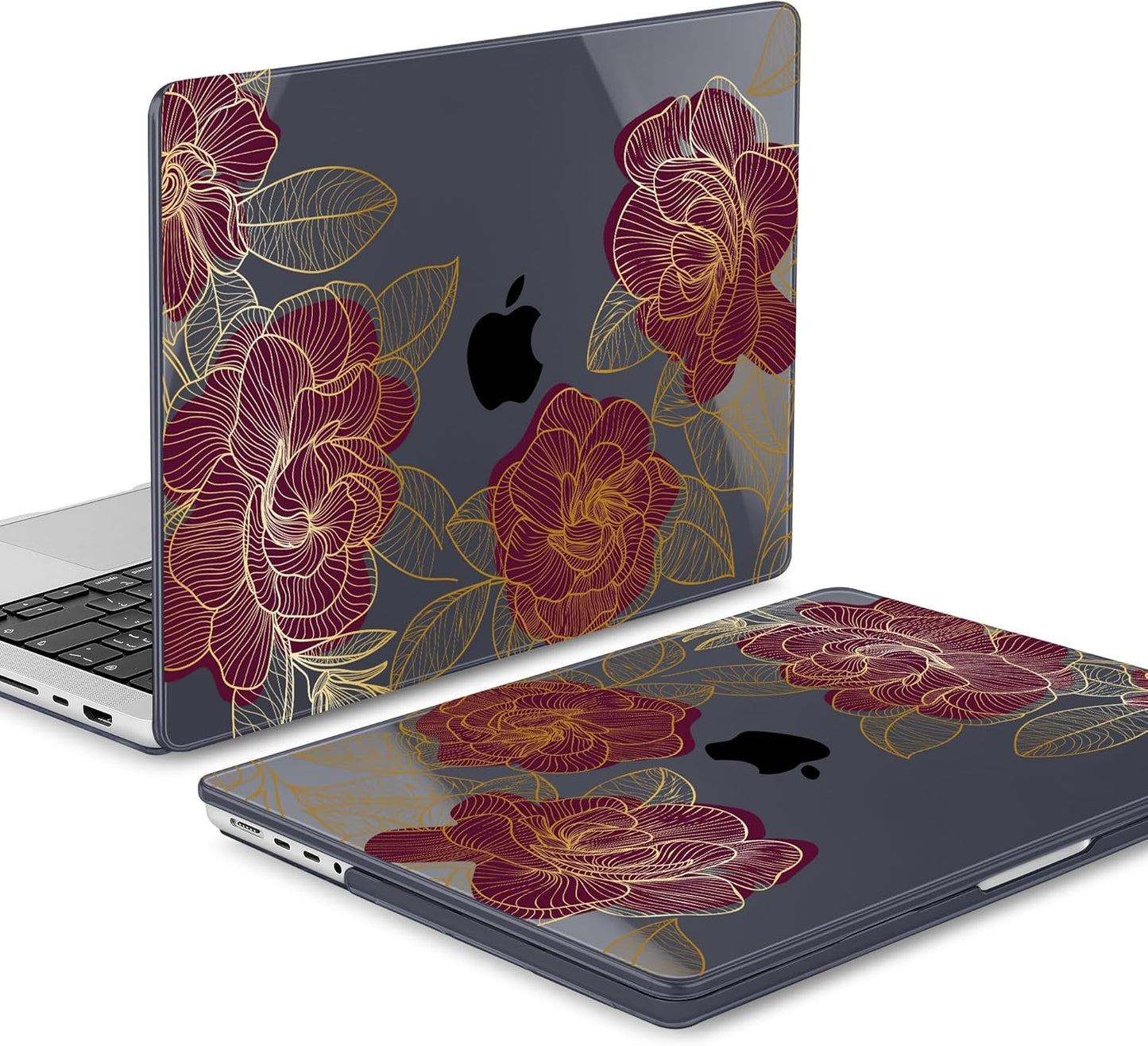 Mektron Case for MacBook Pro 16" M4 A3403 A3186 M3 A2991 M2 A2780 M1 A2485 (2021/2023/2024) Pro/Max with Touch ID, Hard Shell Plastic Laptop Cover Keyboard Cover Screen Protector, Golden Rose