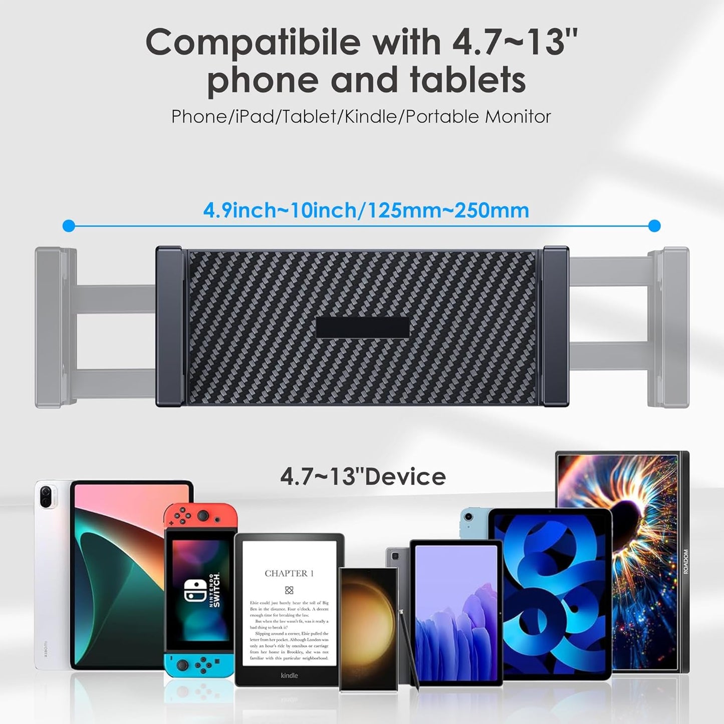 CreaDream Tablet Stand, Heavy Aluminum Tablet Holder for Desk with Adjustable 360° Swivel Bracket, Compatible with iPad Pro/Air/Mini, Galaxy Tab, Surface Pro, Kindle Fire 4.7''-13", Black