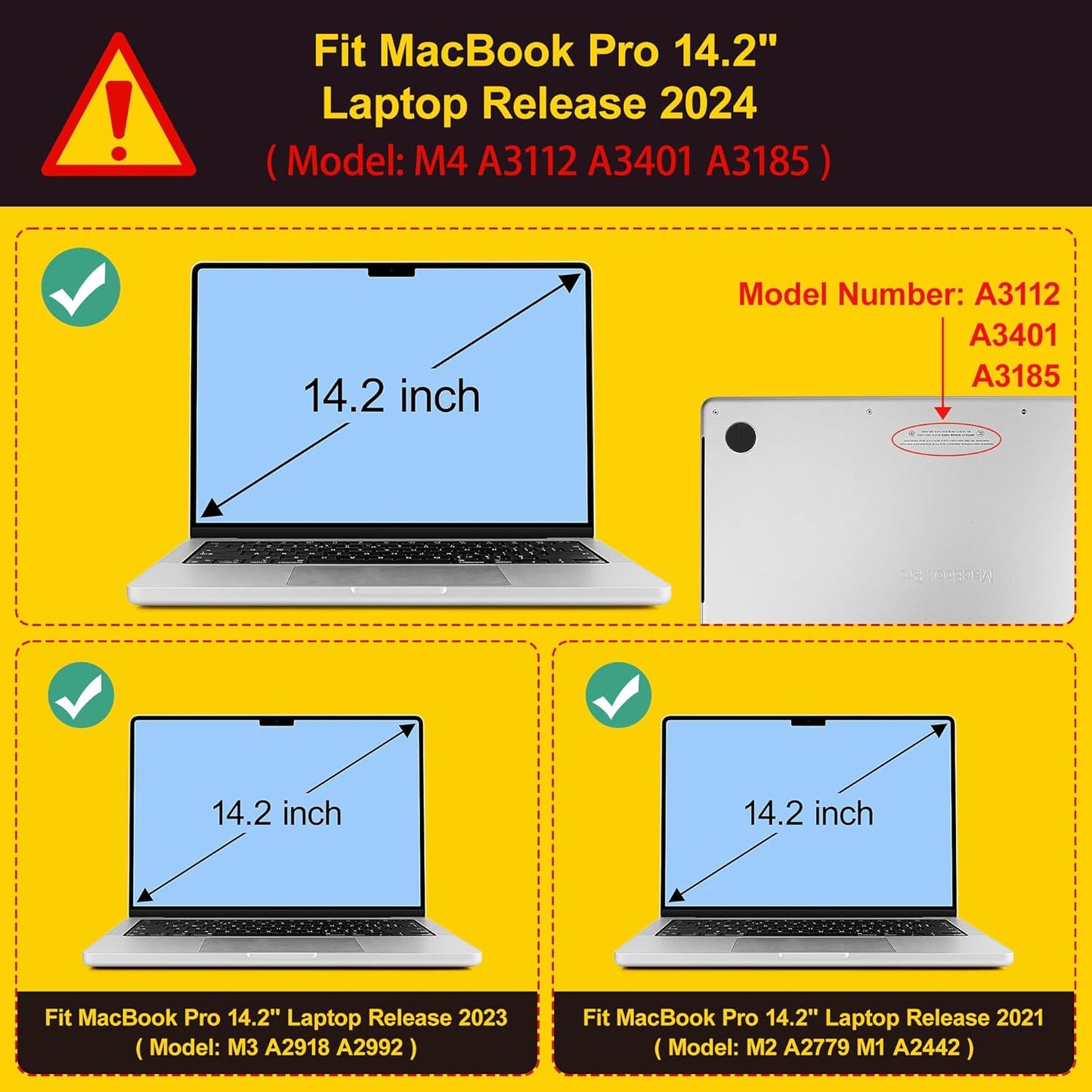 Tuiklol for M4 MacBook Pro 14 Inch Case 2024-2021 Release A3112 A3401 A3185/M3 A2918 A2992/M2 A2779/M1 A2442 Pro/Max Chip,Hard Shell Case with Screen Protector for Touch ID,Composition Book