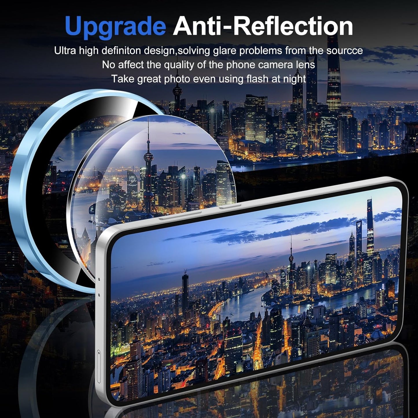 for Samsung Galaxy S24 FE Camera Lens Protector, Individual Metal Ring Tempered Glass Lens Cover, [Strong Adsorption] Scratch Resistant Ultra-Thin HD Clear Lens Cover, 1 Set-Blue Ring