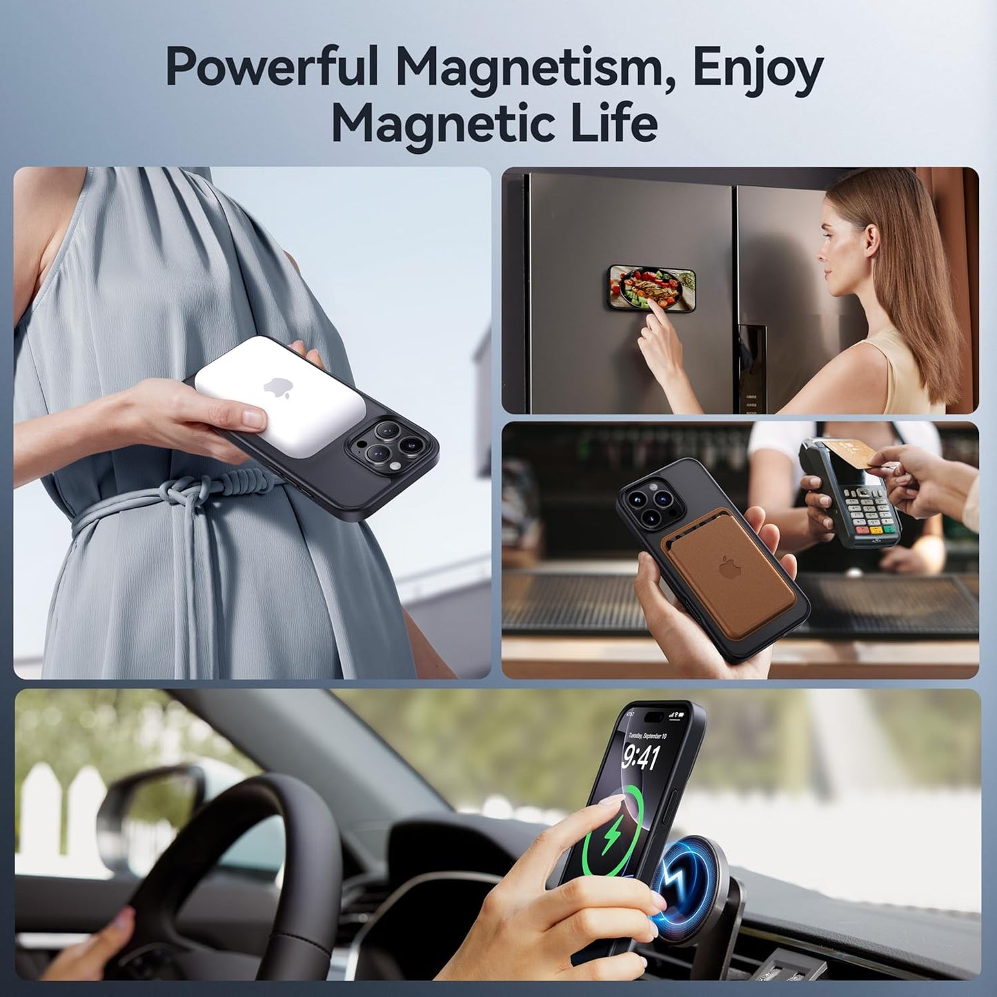 CASEKOO Designed for iPhone 16 Pro Case with Magnetic Invisible Stand [Military Drop Protection] [Compatible with MagSafe] Shockproof Slim Matte Translucent Case 6.3 Inch, Black