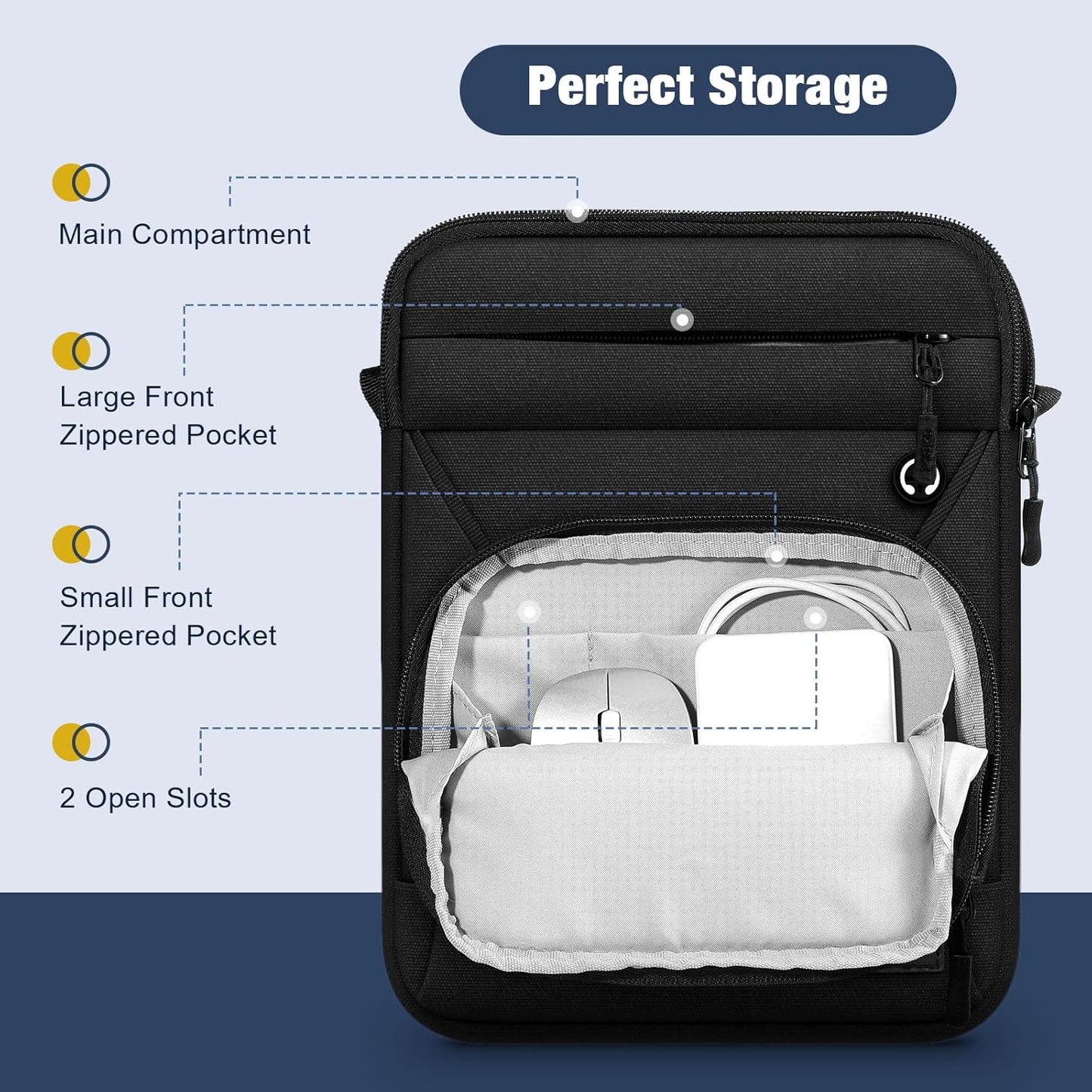 MoKo 15.6 Inch Laptop Sleeve Bag, Fits 15.3" MacBook Air M2/M3, 15.4" MacBook Pro/Pro Retina, 15" Surface Laptop 5/3, 15.6" ASUS ROG G531GT,Multifunctional Bag with Shoulder and Headphone Port,Black