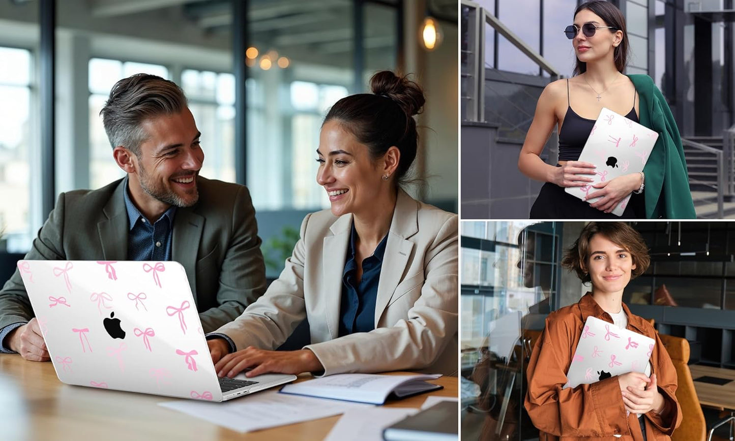 DONGKE for M4 MacBook Pro 16 Inch Case 2024 2023 2021 A3403 A3186 M3 A2991 M2 A2780 M1 A2485 Pro/Max Chip, Plastic Hard Shell Case & Keyboard Cover for Mac Pro 16 with Touch ID, Pink Bows