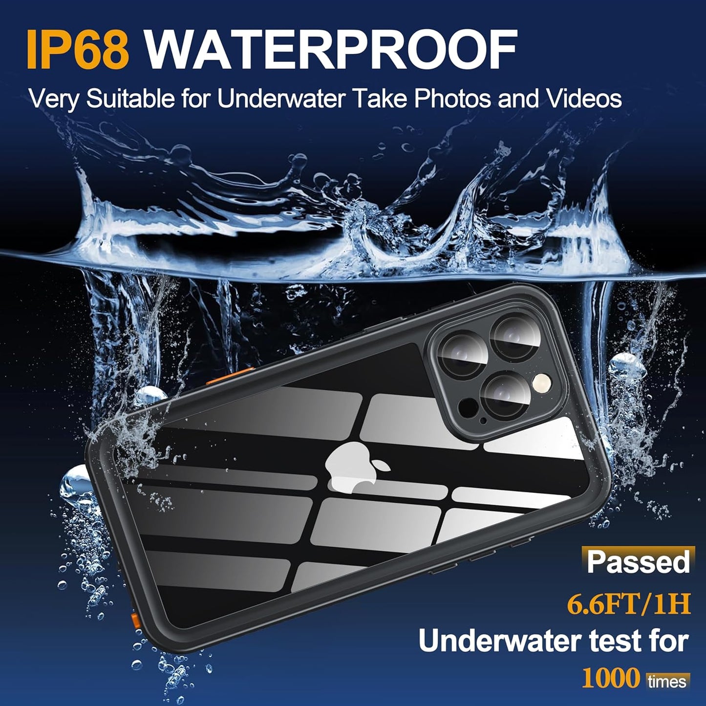 for iPhone 16 Pro Max Case Waterproof, Built-in Privacy Screen & HD Screen Double Front Frame [IP68 Underwater] Shockproof Dustproof Full Body Protection iPhone 16 Pro Max Phone Case Blue