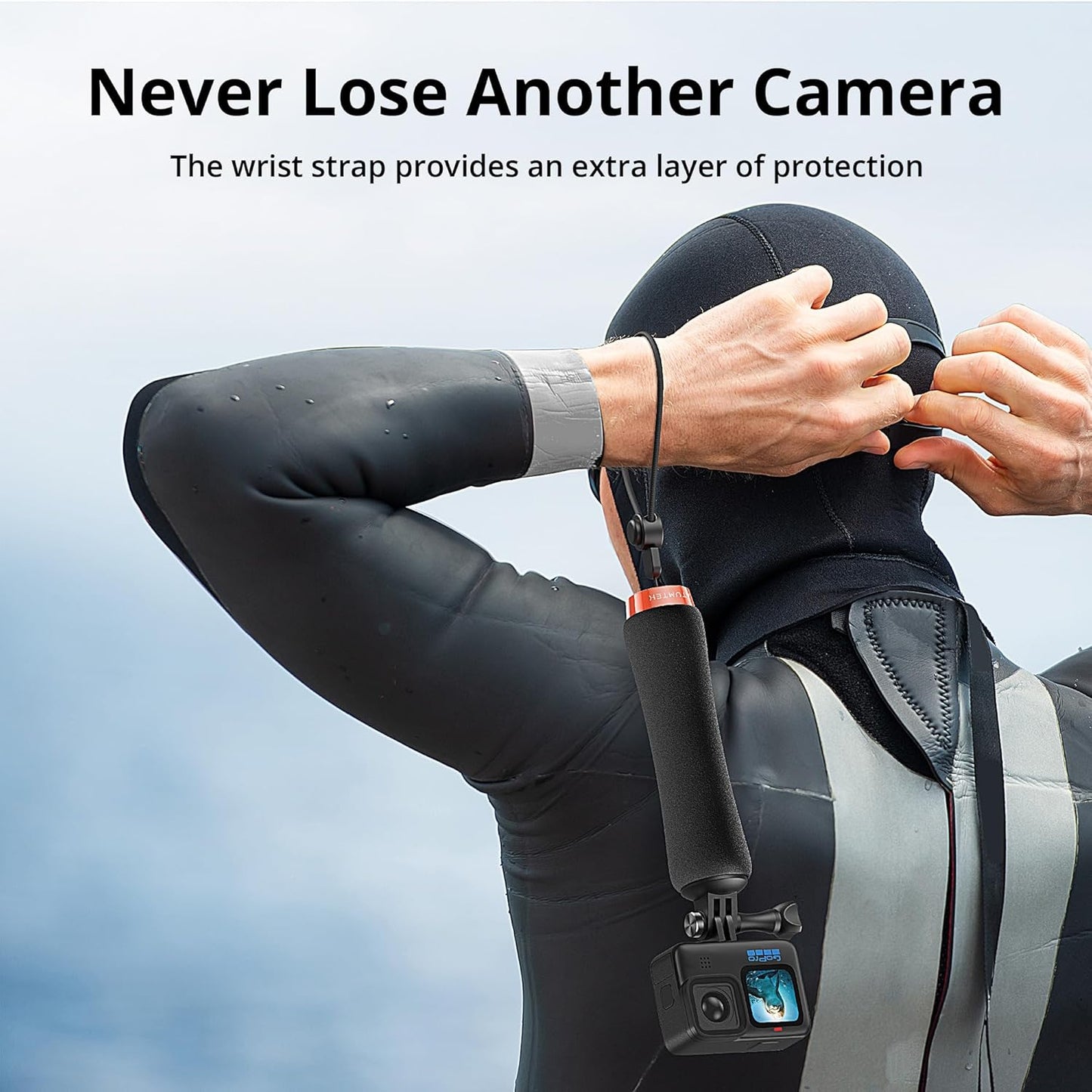 ATUMTEK Floating Hand Grip for GoPro, Waterproof Handle Mount Underwater Hand Stick Monopod Pole Compatible with GoPro Hero 13 12, 11, 10, 9, 8, 7, 6, DJI Osmo, AKASO, SJCAM Action Camera, Orange