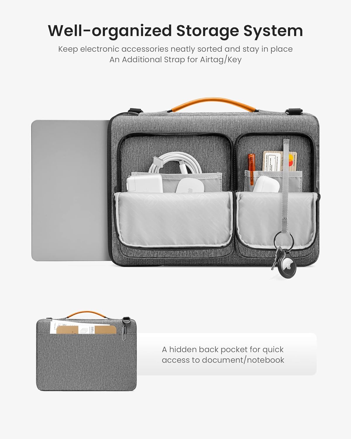 tomtoc 360 Protective Laptop Shoulder Bag for 13 Inch 2025 MacBook Air M4/A3240, M3/A3113, M2/A2681, M1/A2337, MacBook Pro M2/M1, 13-in Surface Pro 11th AI/10/9, Water-Resistant Accessory Case