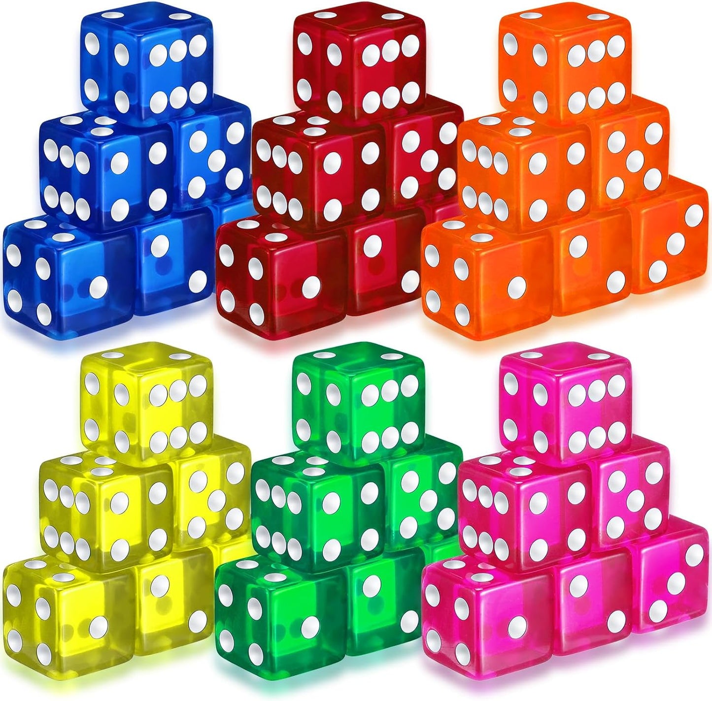 36 Piece 19 mm Casino Style Craps Dice Sets Acrylic and Translucent D6 Dice, Square W/Rounded Edge for Casino, Craps, Table Games and Board Games(Fresh Color)