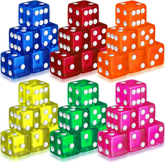 36 Piece 19 mm Casino Style Craps Dice Sets Acrylic and Translucent D6 Dice, Square W/Rounded Edge for Casino, Craps, Table Games and Board Games(Fresh Color)