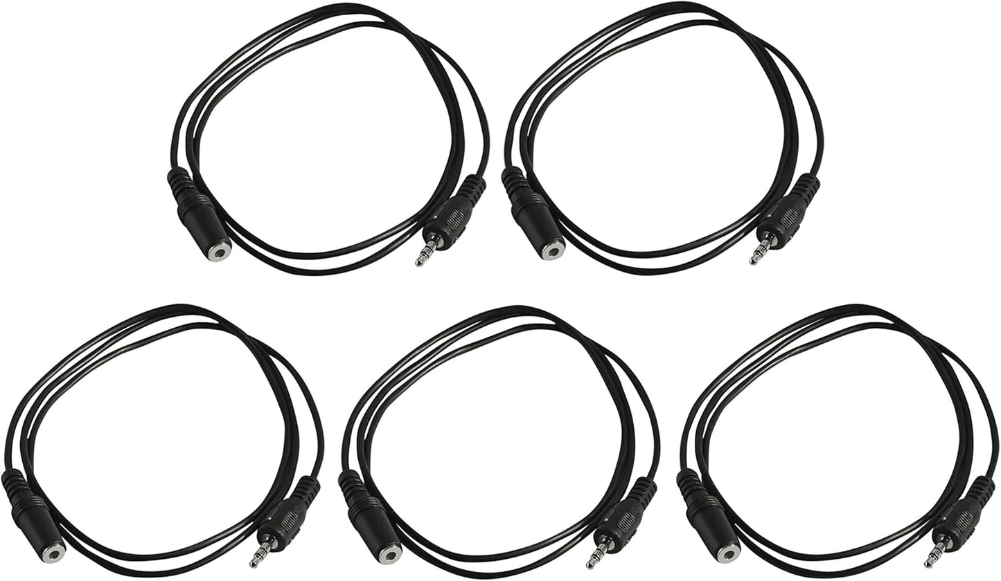 Five Pack of YCS Basics 3 Foot 3.5mm Headphone Extension Cables Male/Female