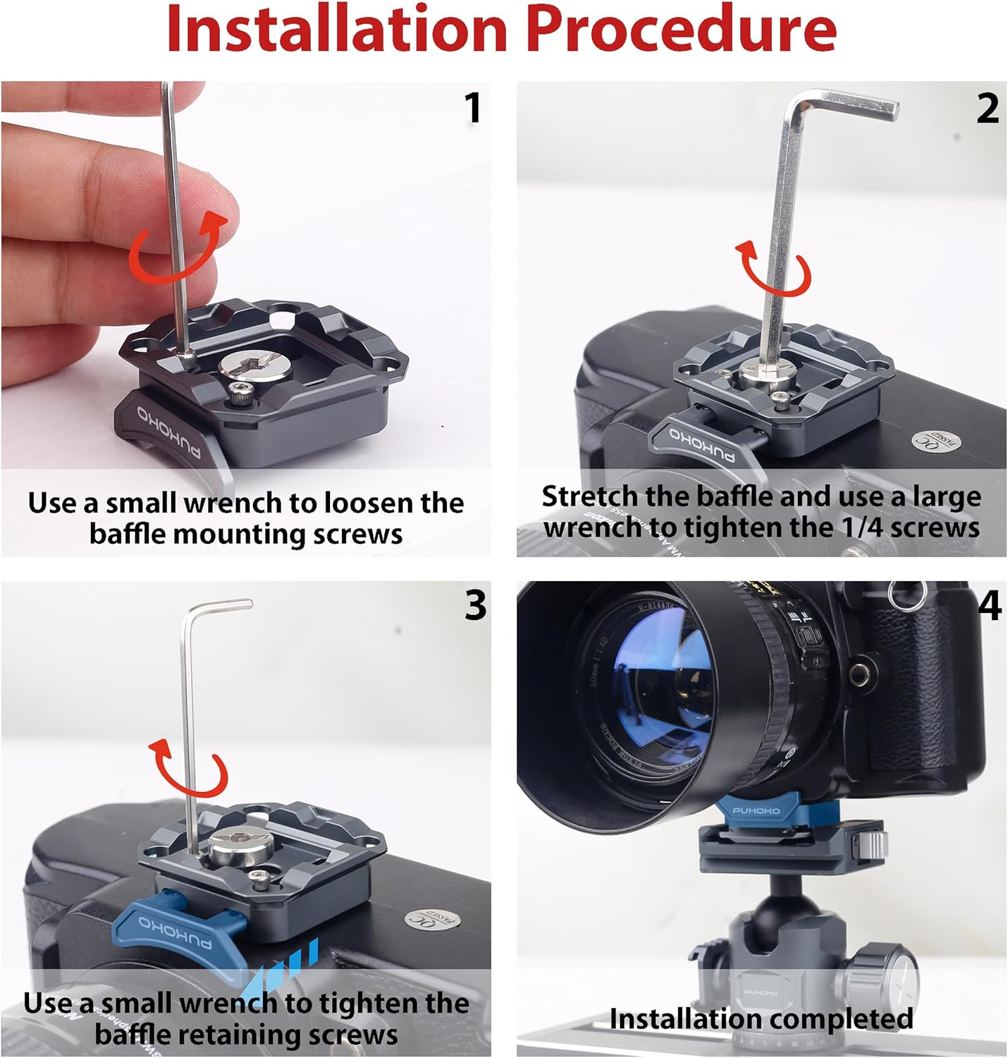 Camera Quick Release Plate Metal Anti-Deviation Universal Base Quick Release System QR Plate Camera Tripod Mount Adapter for DSLR/Mirrorless Cameras, Tripod, Monopod, Ball Head