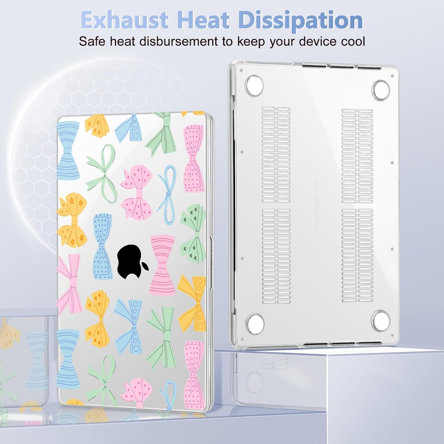 for MacBook Pro 16 inch Case 2021 2022 2023 2024 Release A3186 A3403 M4 A2991 M3 A2780 M2 A2485 M1 Pro/Max, Hard Shell Case with Screen Protector & Keyboard Cover, Colorful Bow