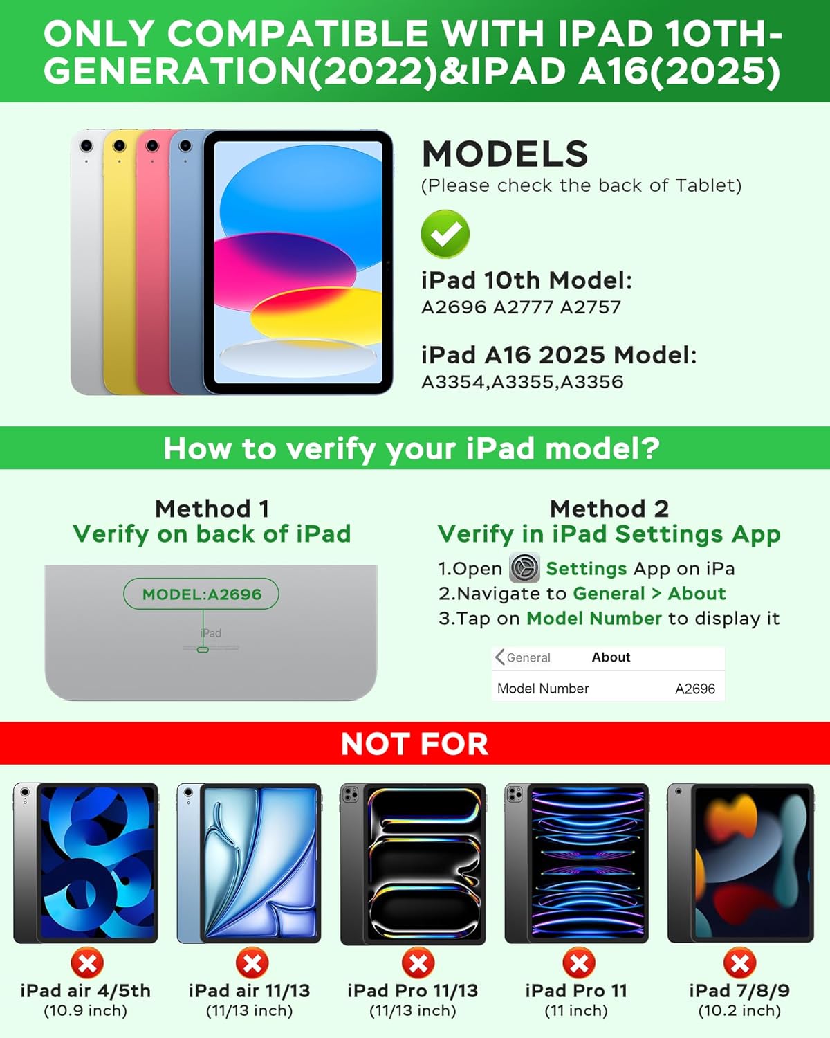 Folio Keyboard Case for iPad 10th Gen 10.9 inch (2022) and iPad 11th (A16, 2025), Magnetic Wireless Detachable Keyboard, 7-Color Backlight, Thin & Light, Pencil Holder (Black)