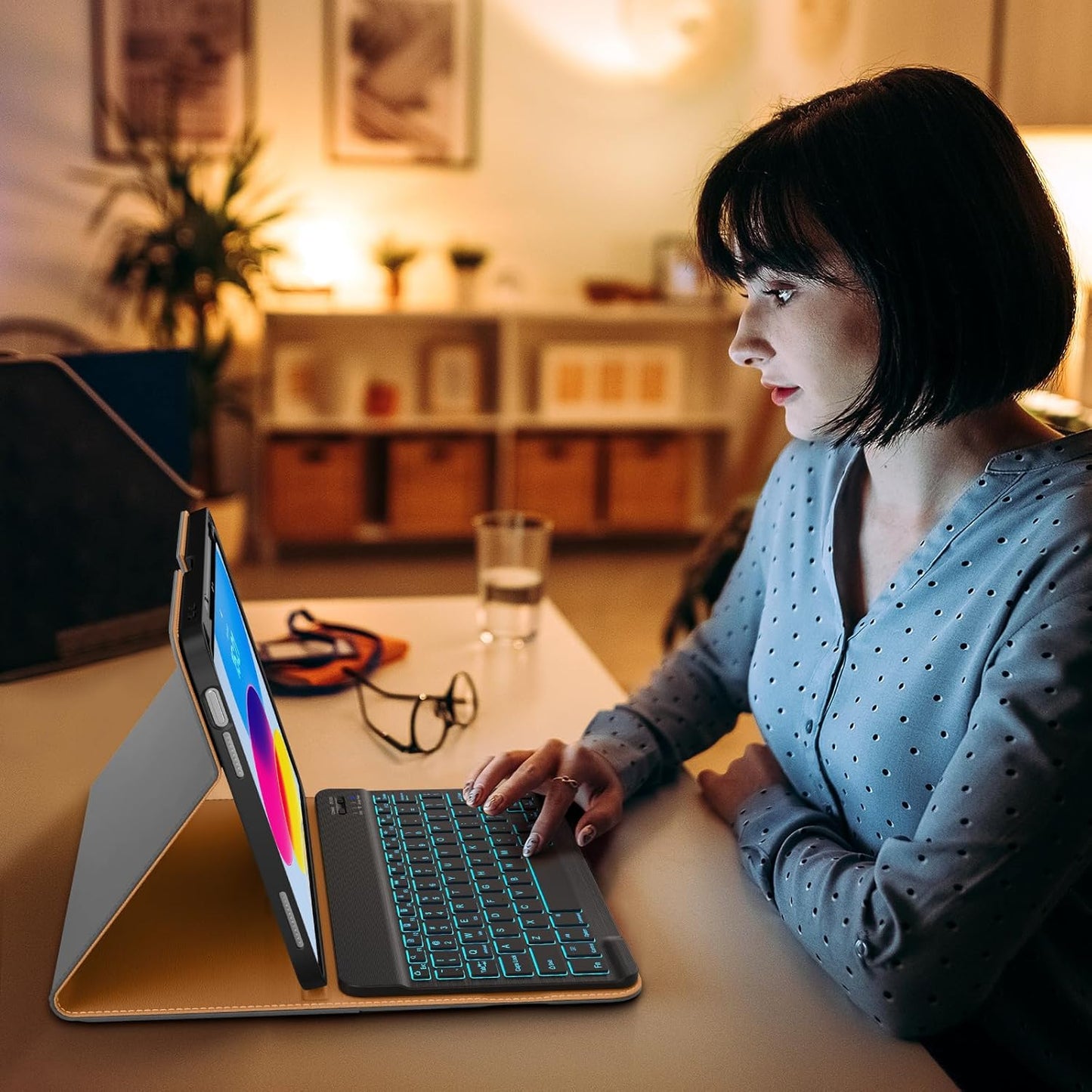 DTTO for iPad 11th (A16)/ 10th Generation Case with Keyboard (2025/2022), 7 Colors Backlit Wireless Detachable Keyboard Leather Folio Cover with Pencil Holder & Pocket, Gray