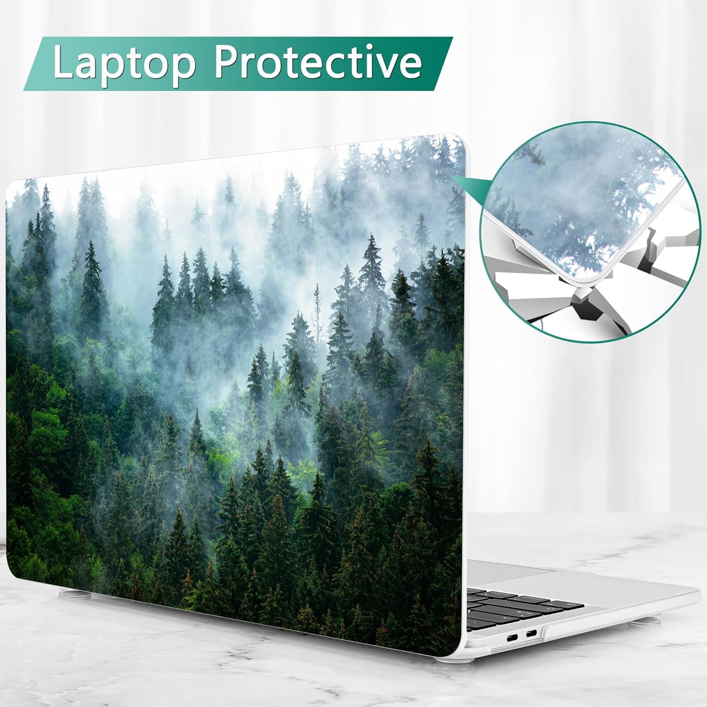 May Chen Compatible with MacBook Pro 13 inch Case 2022 2021 2020 Release Models A2338 M2 M1 A2251 A2289, Plastic Hard Shell Case for MacBook Pro 13 inch with Touch Bar Fits Touch ID, Forest