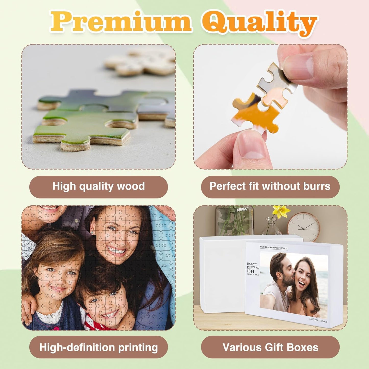 Easycosy Custom Photo Puzzles 1000/500/300 Pieces for Adults Families Personalized Picture Text Jigsaw Puzzle Gift for Holiday Birthday Anniversay(Horizontal/Vertical)