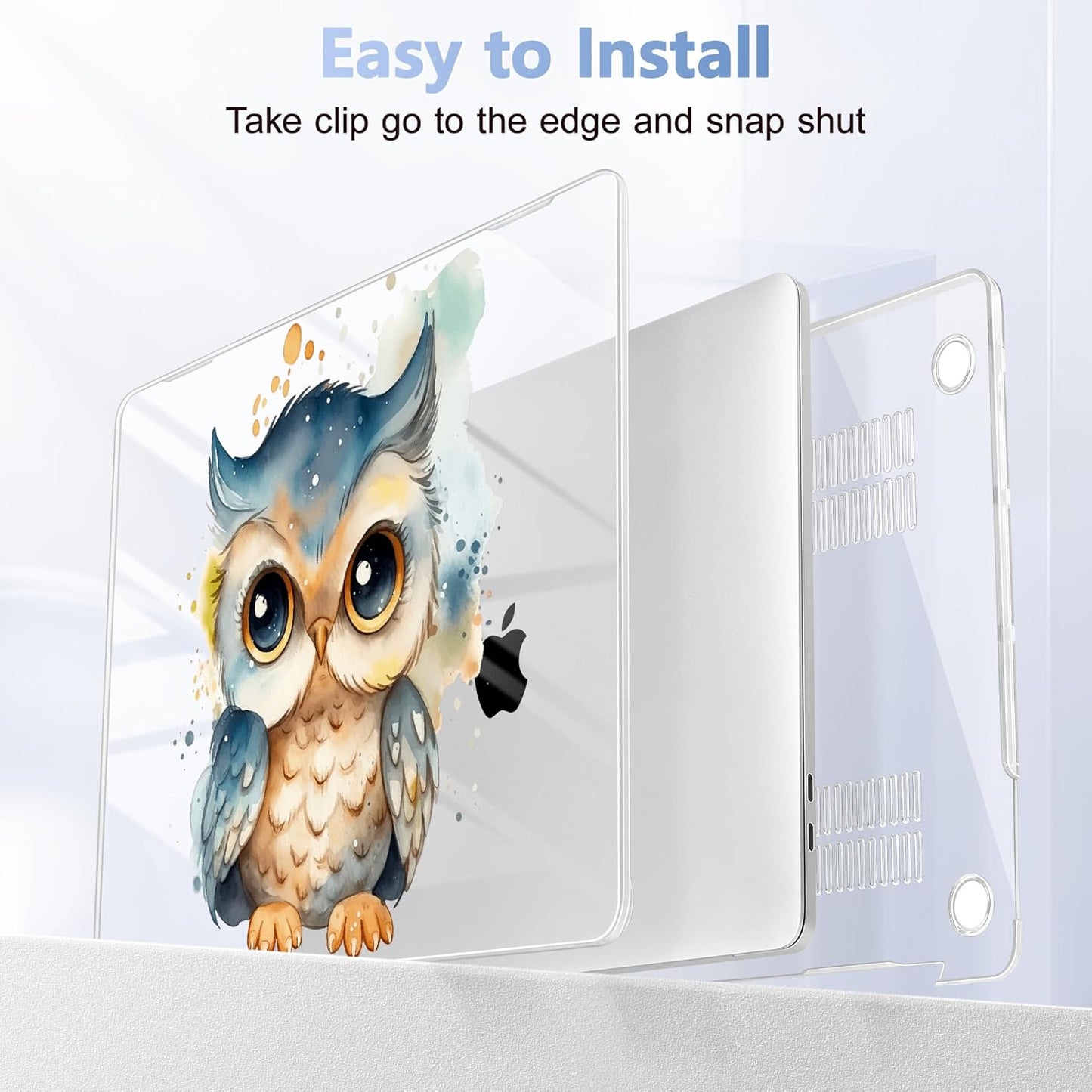 for MacBook Pro 16 inch Case 2019 2020 Release Model A2141, Plastic Hard Shell Cover with Keyboard Cover for MacBook Pro 16 inch with Touch Bar & Touch ID - Cute owl