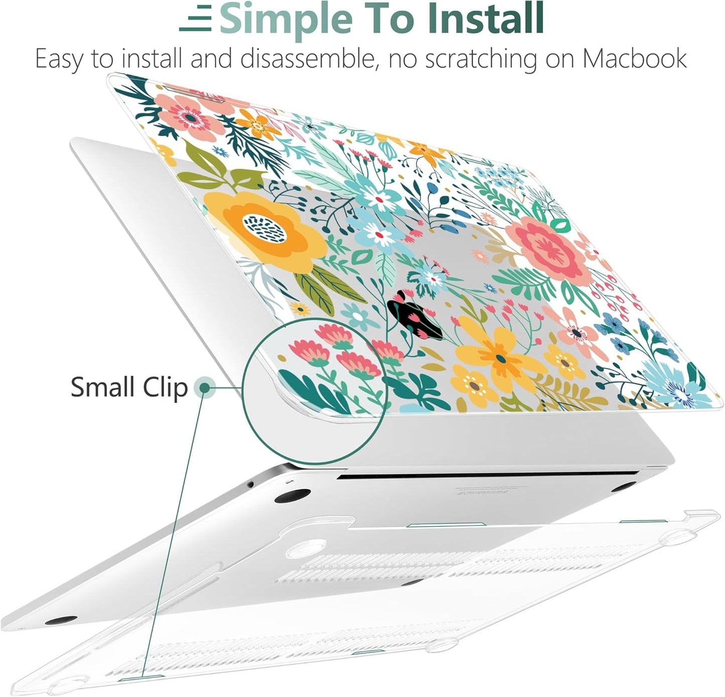 TWOLSKOO Compatible with MacBook Pro 13 inch Case 2023-2016 A2338 M2/M1 A2251 A2289 A2159 A1989 A1706, Plastic Hard Shell Cover & Keyboard Skin & Screen Protector, Abstract Flower