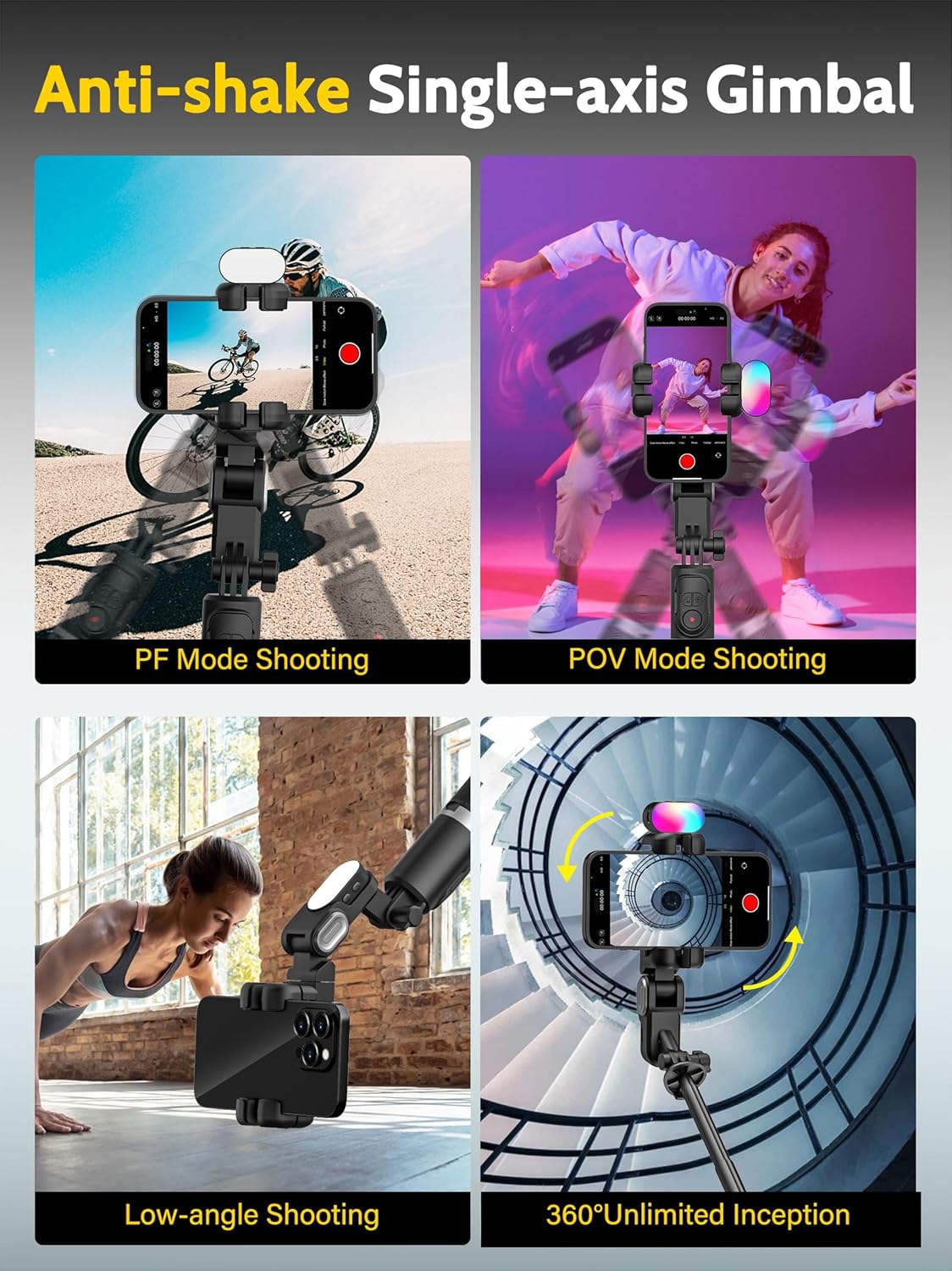 Auto Face Tracking Tripod 360 Rotation w/Stand,Selfie Stick Tripod for iPhone Android w/RGB Light,Remote Control,Phone Stand Follow You for Video Recording for TikTok Vlogging(M2Pro Black)