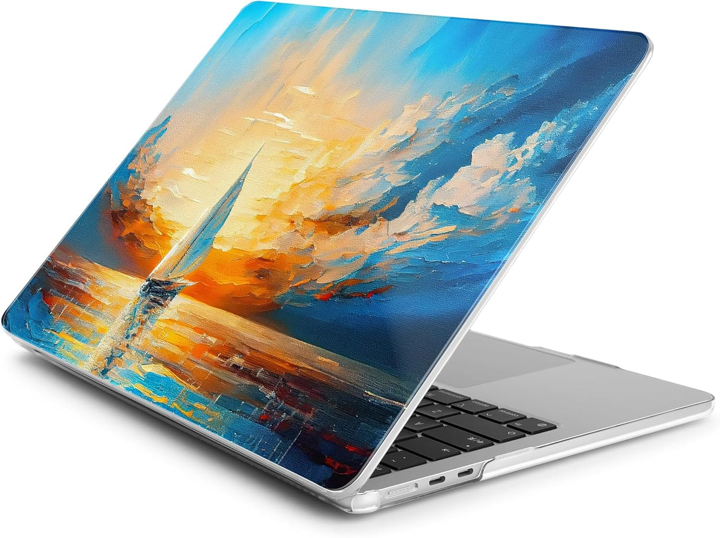 Batianda Premium Case for New MacBook Air 15 inch 2025 M4 2024 2023 with M3 M2 Chip Model A3114 A2941, Designed Protective Plastic Hardshell & Keyboard Cover & Screen Protector, Sail