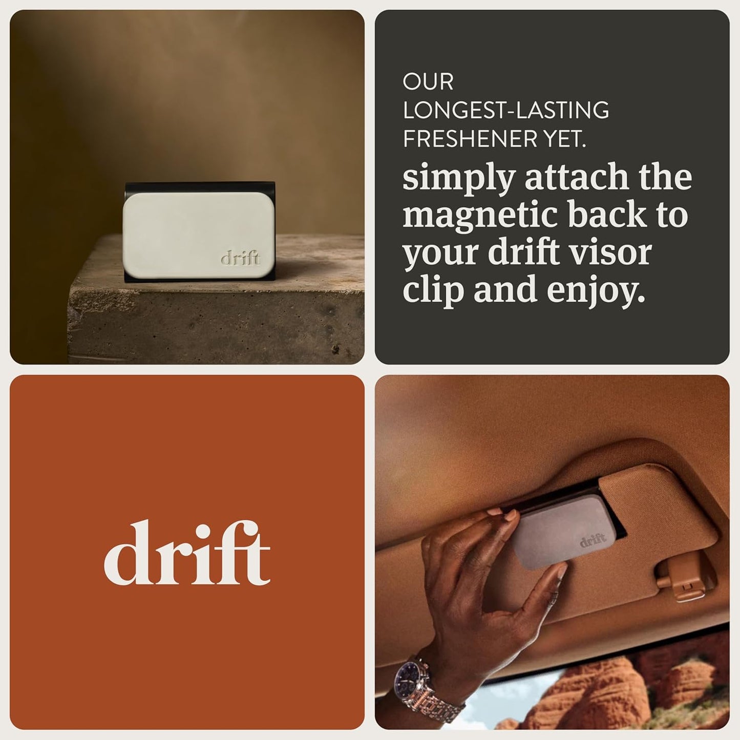 Drift Car Air Freshener - The Original Stone Air Freshener - Car Odor Eliminator - Long Lasting Scent - Metal Clip - Essential Oils -Clean Ingredients - Open Air Scent 3 Pack Refill - NO CLIP INCLUDED