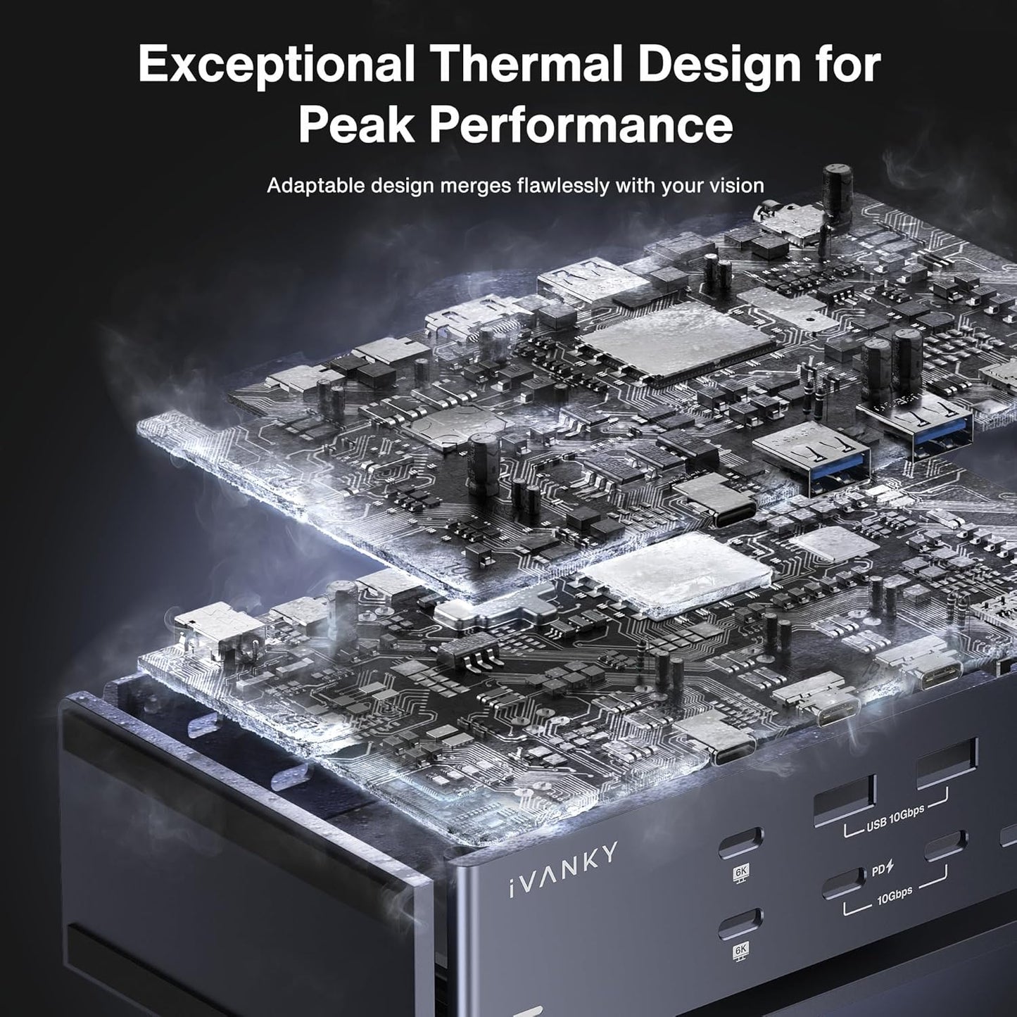 iVANKY FusionDock Max 1 Dual Thunderbolt 4 Chips, 20-in-1 Quad 6K@60Hz Monitor MacBook Air Docking Station, 40Gbps Dock for MacM1/M2/M3/M4 Pro/Max, 2HDMI 2.0, 96W PD, 10Gbps USB, 2.5 GbE, SD/TF 4.0