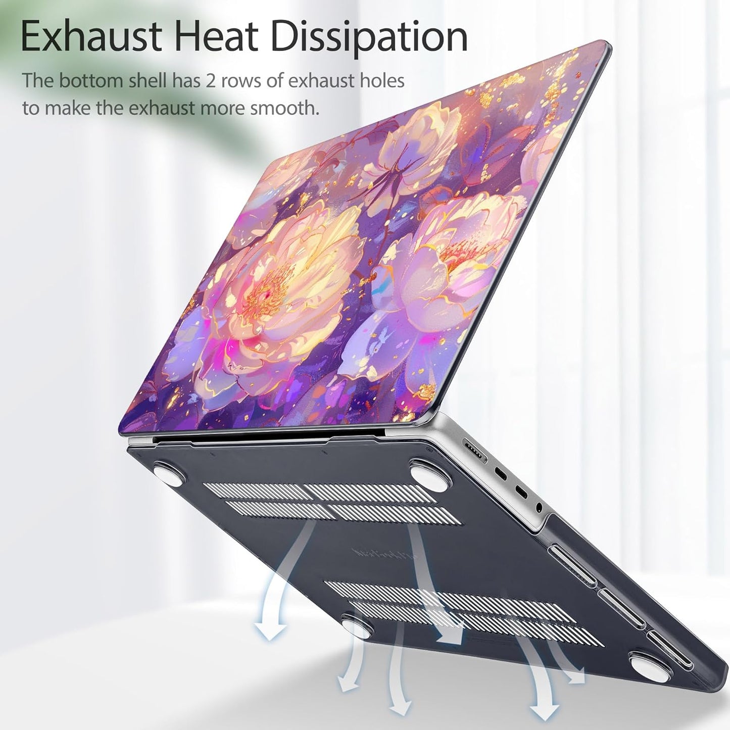 Tuiklol for MacBook Pro 14 Inch Case 2024-2021 Release M4 A3112 A3401 A3185/M3 A2918 A2992/M2 A2779/M1 A2442 Pro/Max,Hard Shell Case with Keyboard Cover & Screen Protector for Touch ID,Sparkly flowers