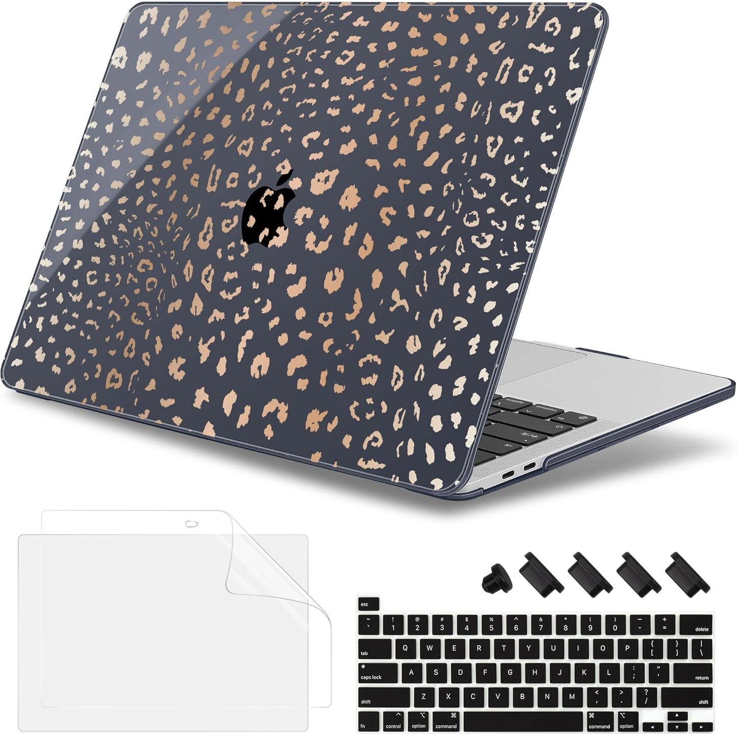 May Chen Case for MacBook Pro 13 inch M2 2023,2022,2021,2020 A2338 M1 A2251 A2289, Plastic Hard Shell Case for MacBook Pro 13" with Touch Bar Fits Touch ID, Leopard Print