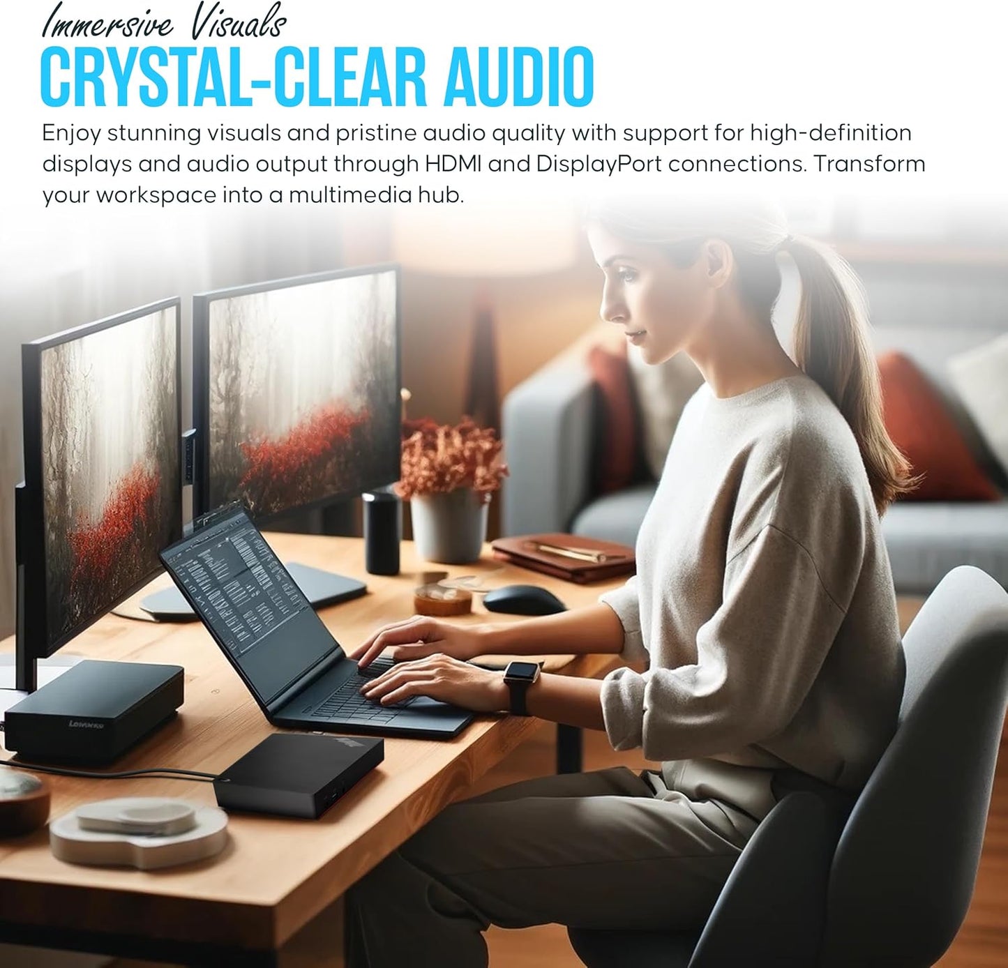 Lenovo 40AN0135US Thunderbolt 3 Dock Gen 2 Dual UHD 4K Display - Thinkpad Docking Station Dual Monitor with HDMI, DP & TB3 Cable (Renewed)