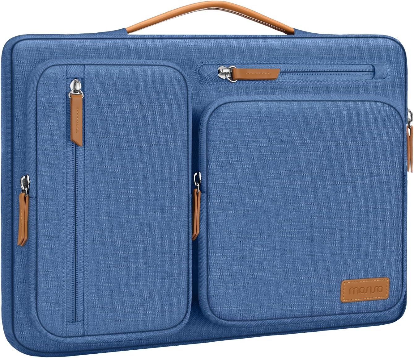 MOSISO 360 Protective Laptop Case 13.3 inch, 13-13.3 inch Laptop Sleeve Compatible with MacBook Air/Pro 13 / Pro 14,HP Dell Acer ASUS,Side Open Carrying Case with 4 Zipper Pockets&Handle, Cadet Blue