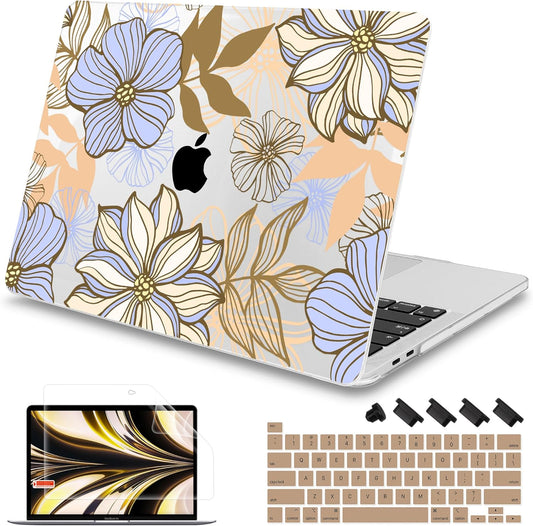 Mektron Case for MacBook Pro 16 Inch A2141 Cover 2019 Release 16" with Liquid Retina Display/Touch ID, Plastic Hard Shell with Keyboard Skin & Screen Protector & Dust Plug, Abstract Floral