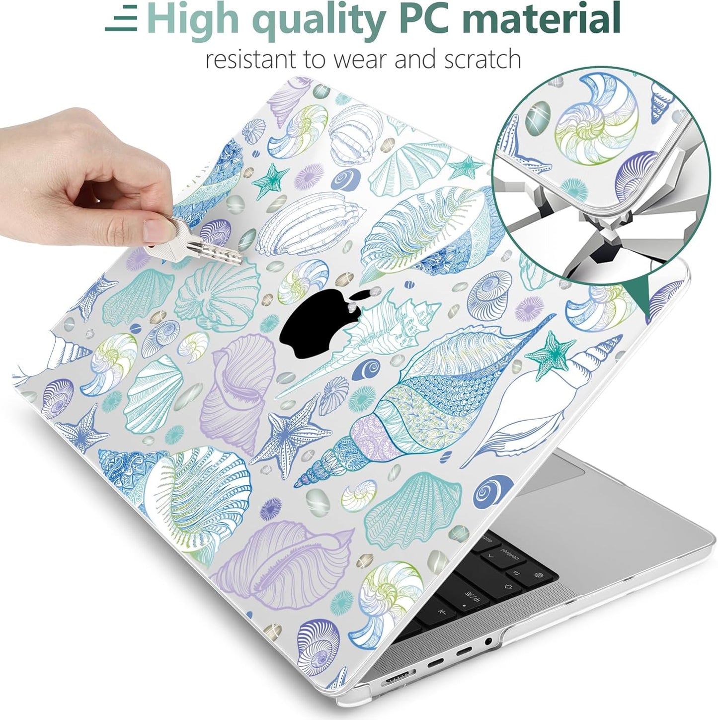 DONGKE for M4 MacBook Pro 16 Inch Case 2024 2023 2021 A3403 A3186 M3 A2991 M2 A2780 M1 A2485 Pro/Max Chip, Plastic Hard Shell Case & Keyboard Cover for Mac Pro 16 with Touch ID, Sea Shells