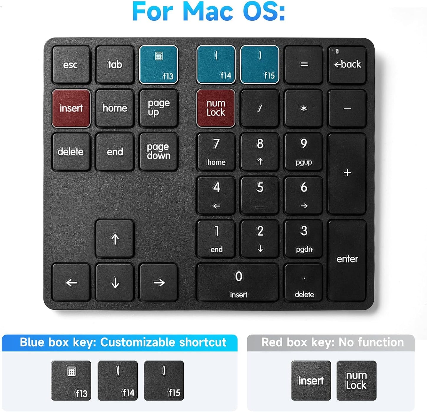 havit Wireless Number Pad for Laptop, Fully Compatible with Mac OS, iPad, Windows, and Android Devices – 2.4G Rechargeable 34-Key Numeric Keypad