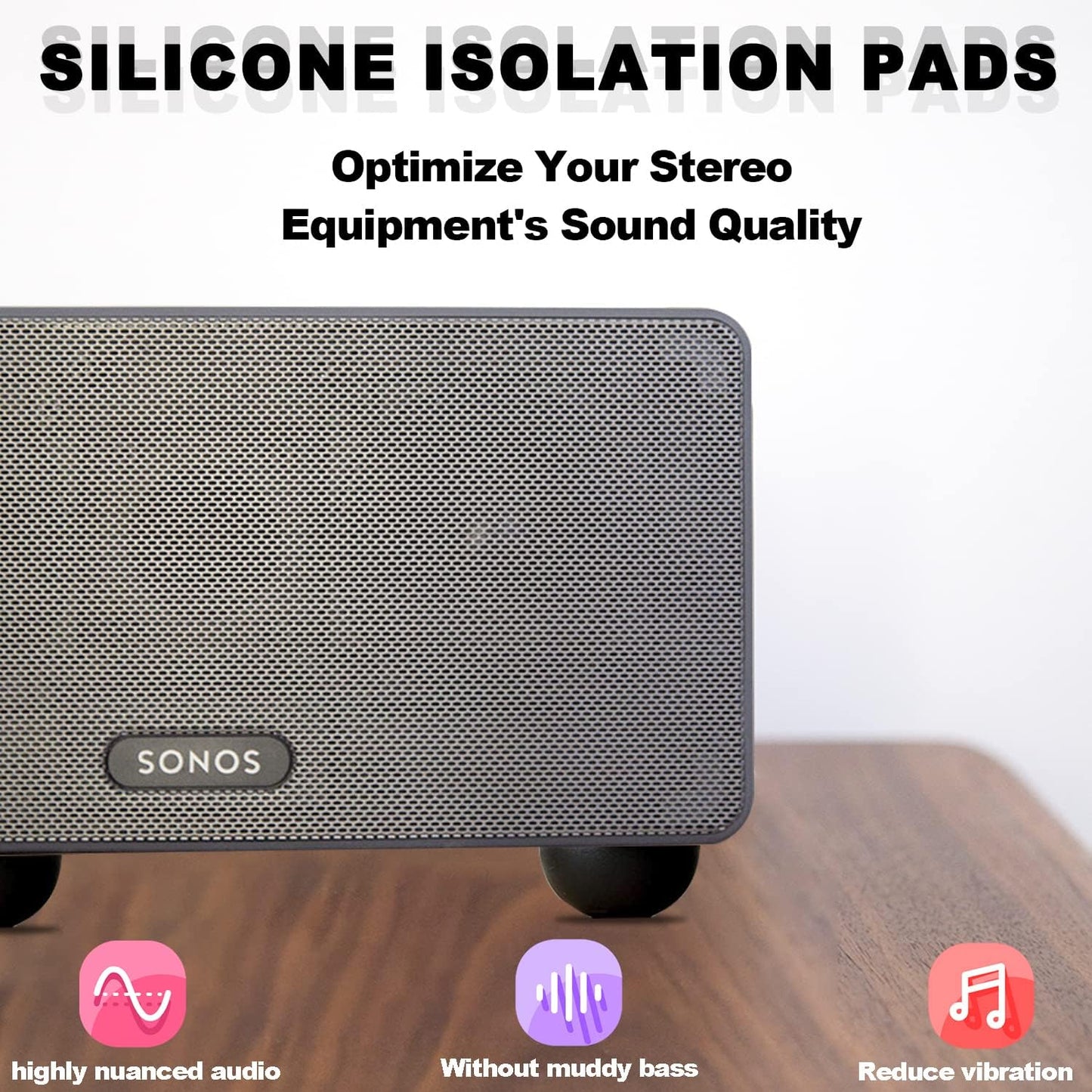 1.25" Silicone Hemisphere Bumpers Isolation Feet Rubber Non-Skid Speaker Pads with Adhesive Record Player Audio Isolation Pads for Small Speaker Spikes,Turntable,Amplifiers,Subwoofer,Monitors,Decks