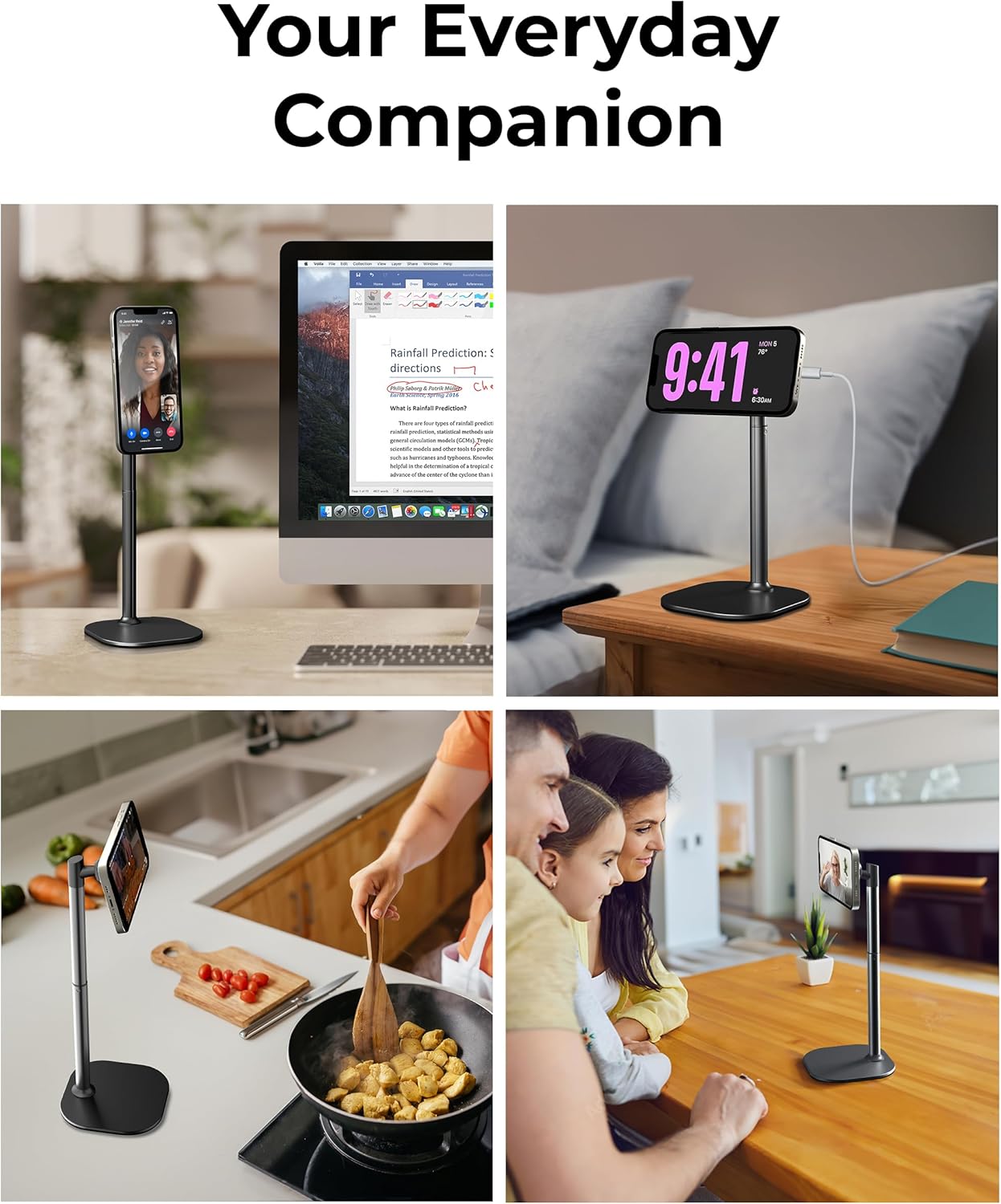 Cooper MagStand - Adjustable Magnetic iPhone Stand for Desk & Phone Holder for Video Recording, Compatible with MagSafe, Stand for iPhone 16 Pro Max, 15/14/13/12, Small Mag Safe Tripod (Night Black)