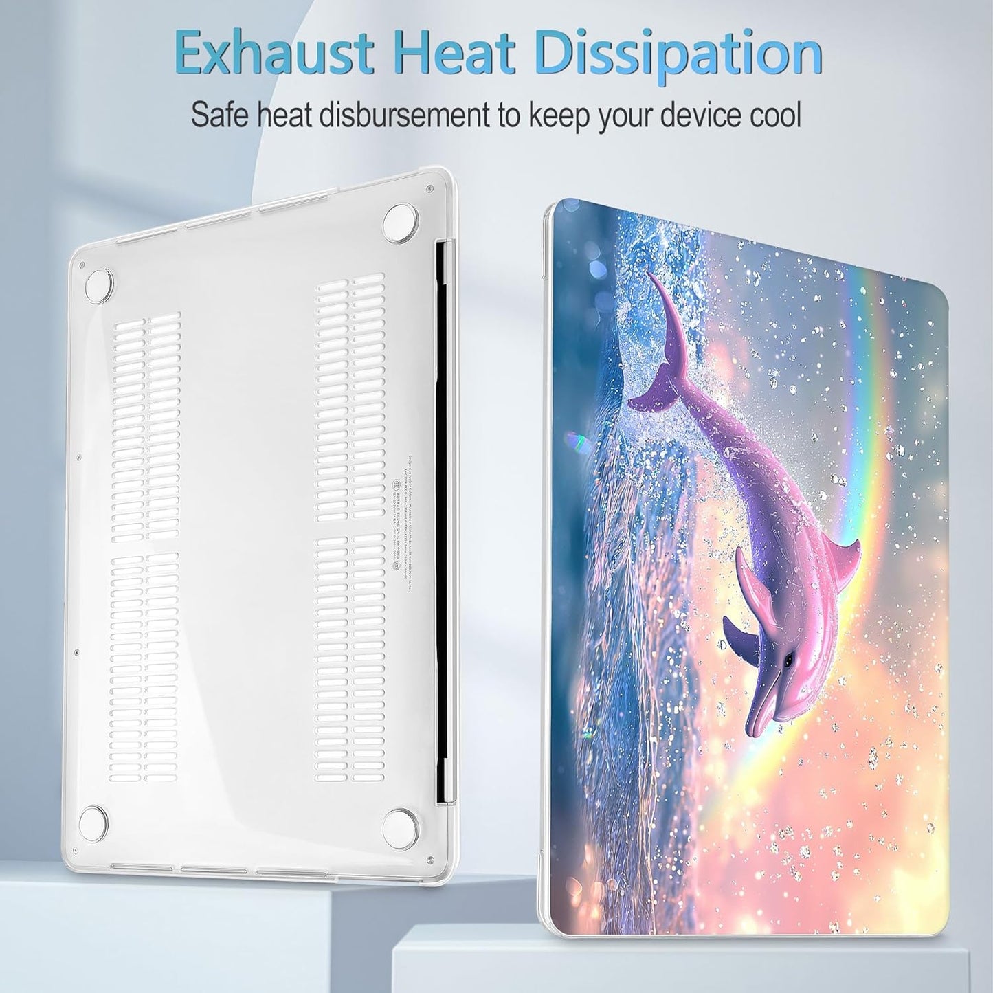 Mektron Case for MacBook Pro 16 Inch A2141 Cover 2019 Release 16" with Liquid Retina Display/Touch ID, Plastic Hard Shell with Keyboard Skin & Screen Protector & Dust Plug, Jumping Dolphin